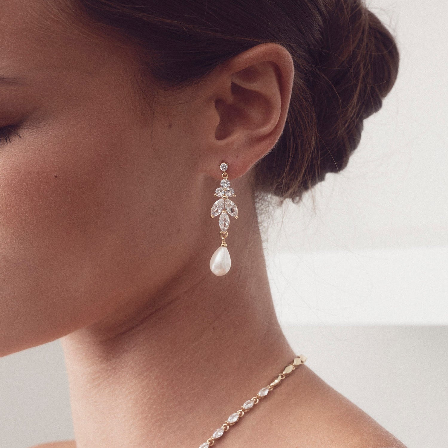 Buy Holly - Stunning Pearl Drop Bridal Earrings online | The White Collection Australia