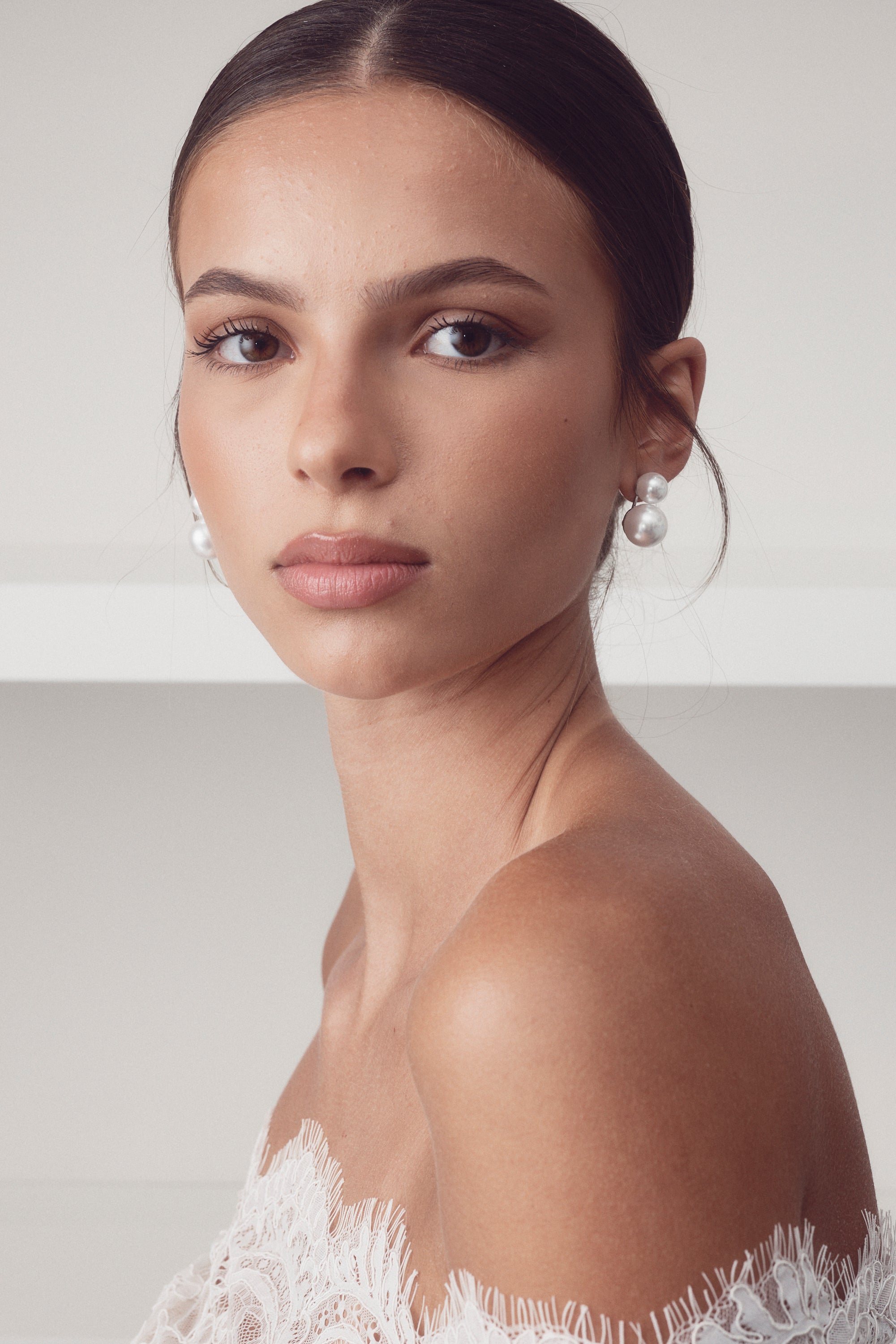 Buy Elizabeth Bower - Pearl Dublet Stud - Rhodium Silver online | The White Collection Australia