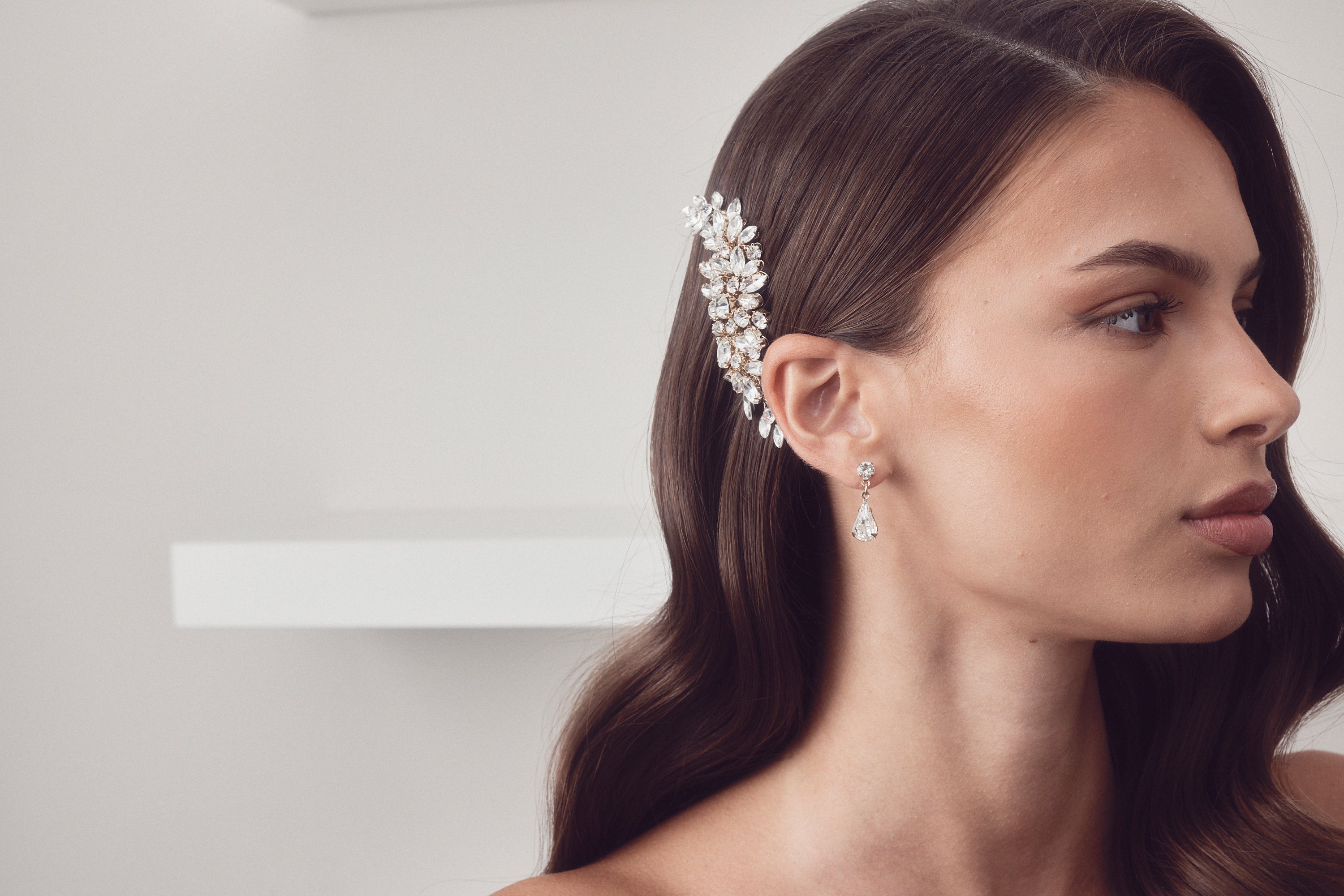 Buy Celine - Luxurious Crystal Embellished Bridal Hair Clip online | The White Collection Australia