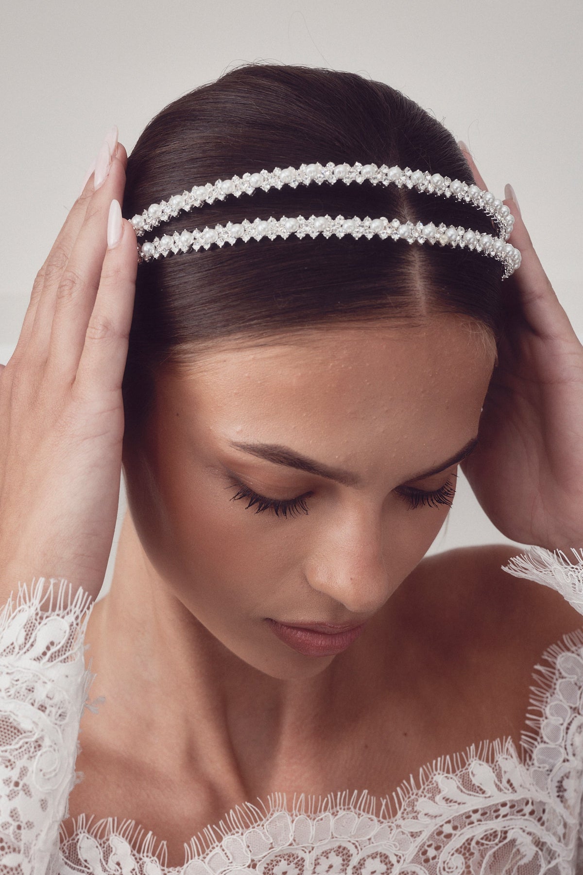 Buy Lauren - Crystal & Pearl Bridal Double Headband online | The White Collection Australia