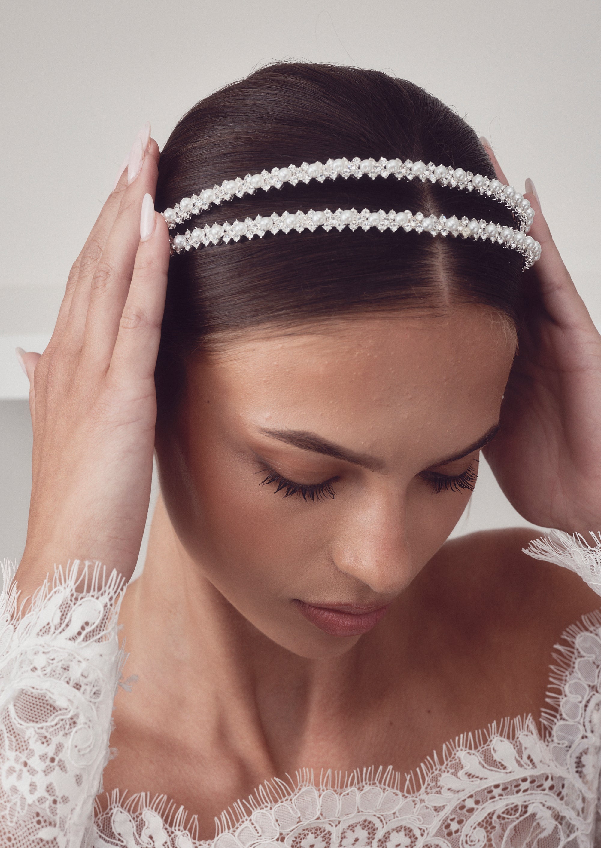Buy Lauren - Crystal & Pearl Bridal Double Headband online | The White Collection Australia