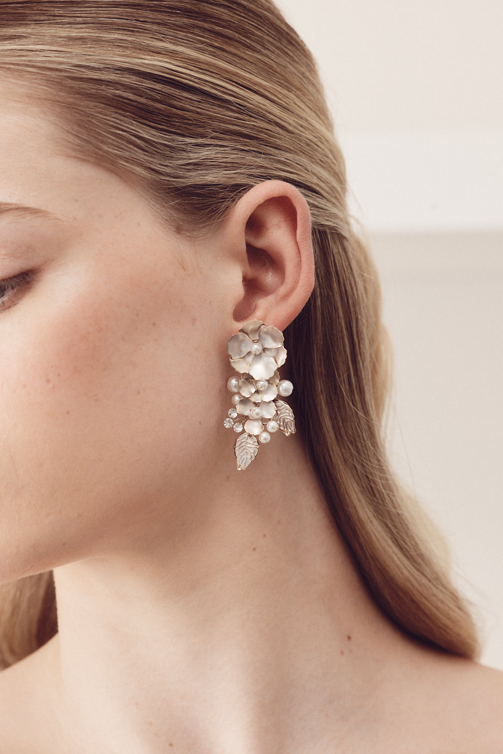 Buy Aurelia - Floral Pearl Crystal Bridal Earrings online | The White Collection Australia