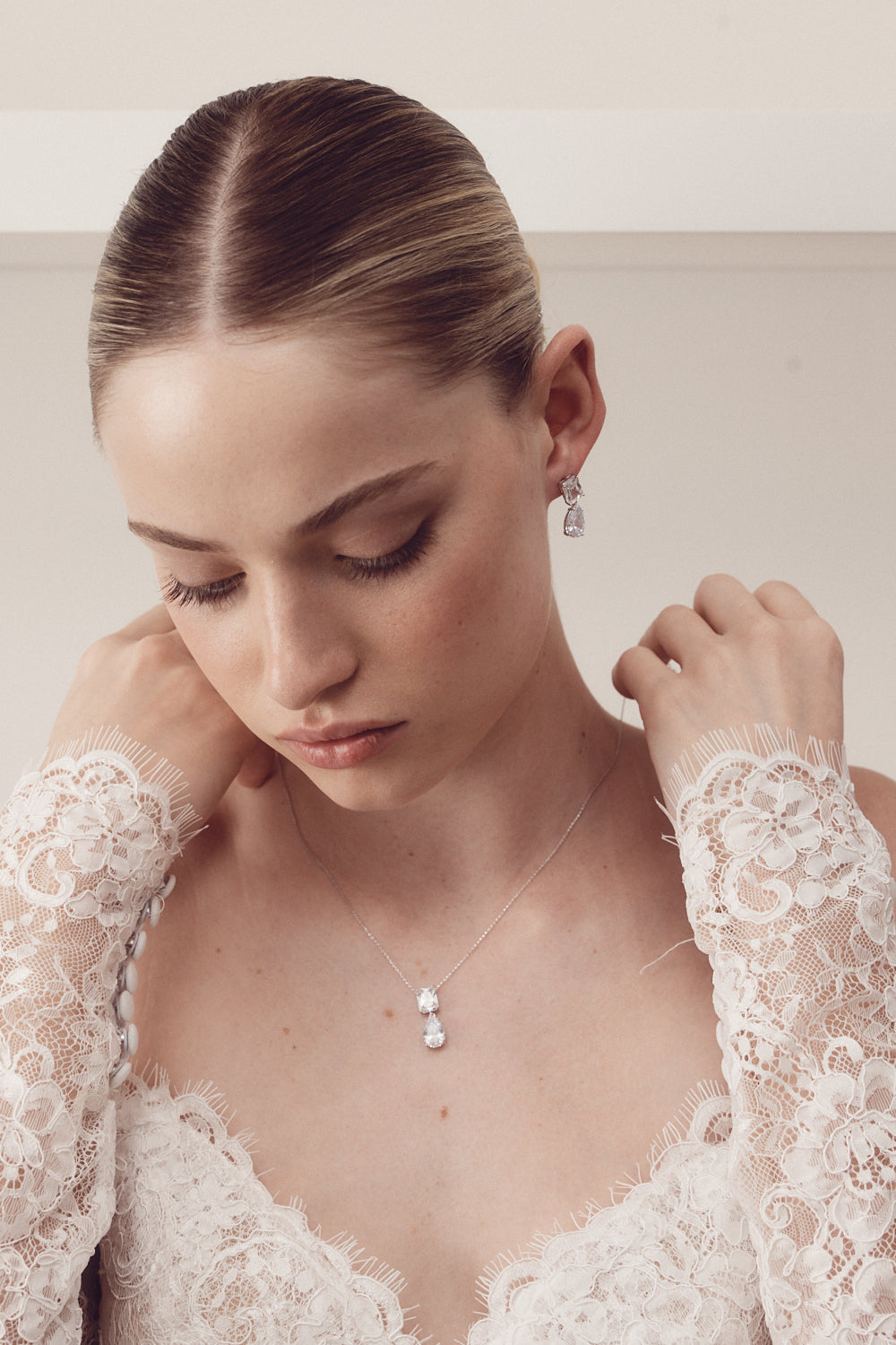 Buy Eleanor - Classic Crystal Drop Bridal Necklace online | The White Collection Australia
