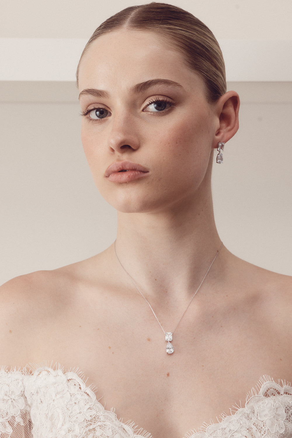 Buy Eleanor - Classic Crystal Drop Bridal Necklace online | The White Collection Australia