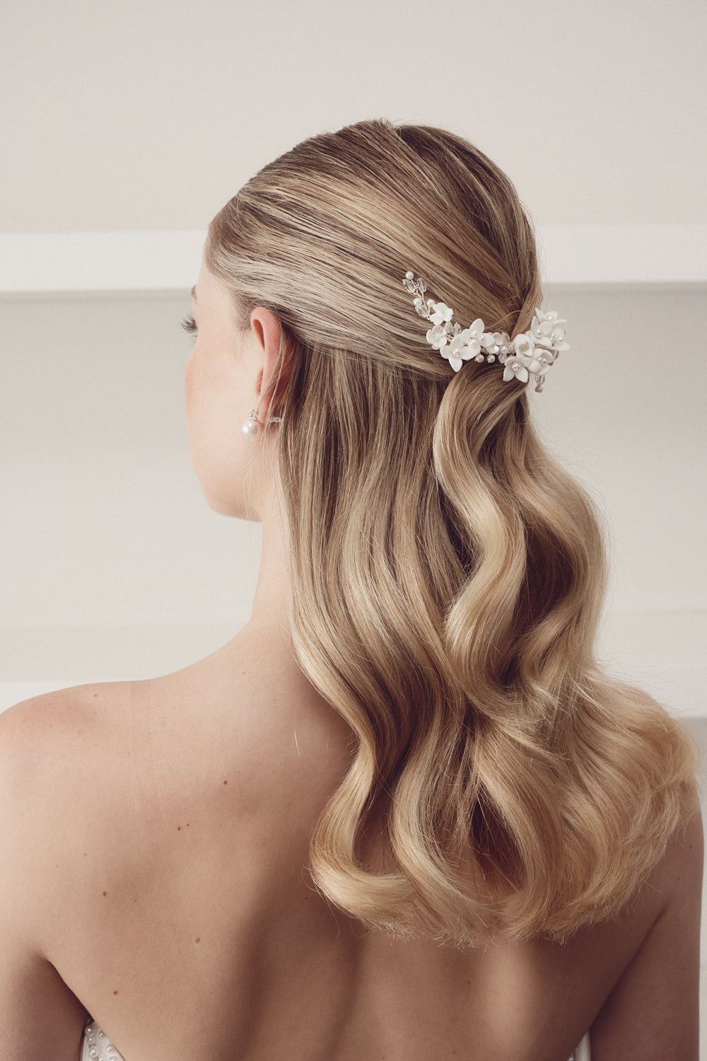 Buy Lila - Pearl & Crystal Floral Bridal Hair Clip online | The White Collection Australia