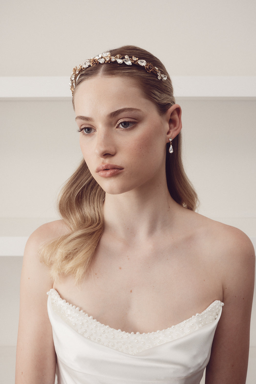 Buy Hailey - Radiant Crystal & Floral Headband online | The White Collection Australia