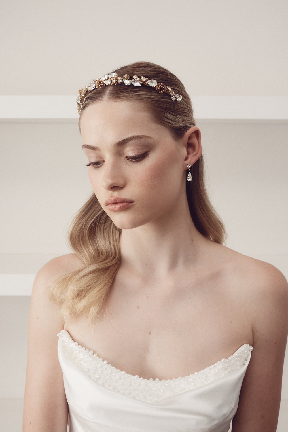 Buy Hailey - Radiant Crystal & Floral Headband online | The White Collection Australia