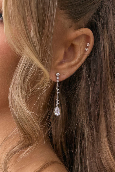 Buy Regina - Long Crystal Drop Bridal Earrings online | The White Collection Australia