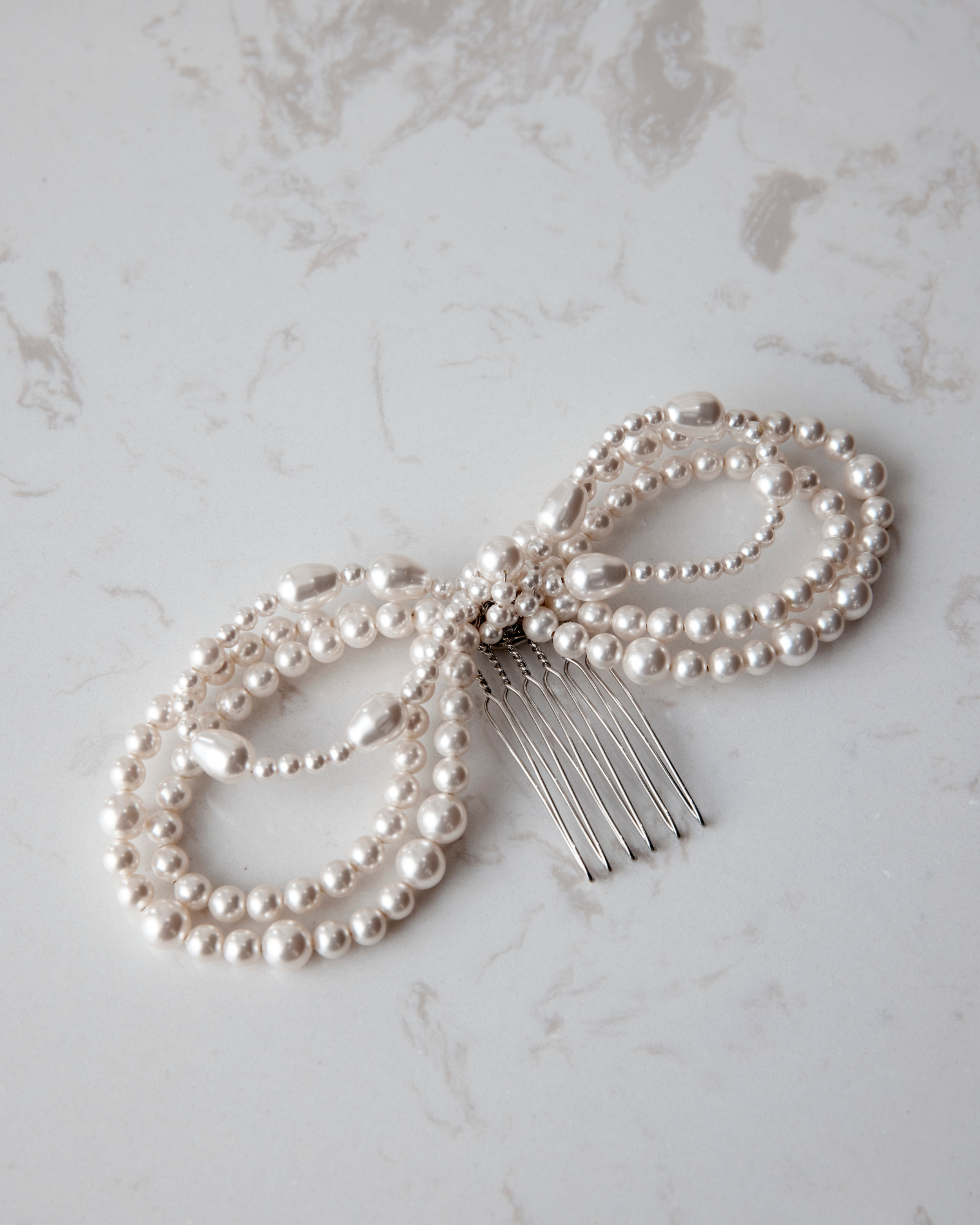 Buy Elizabeth Bower - Bowble Pearl Comb - Rhodium Silver online | The White Collection Australia