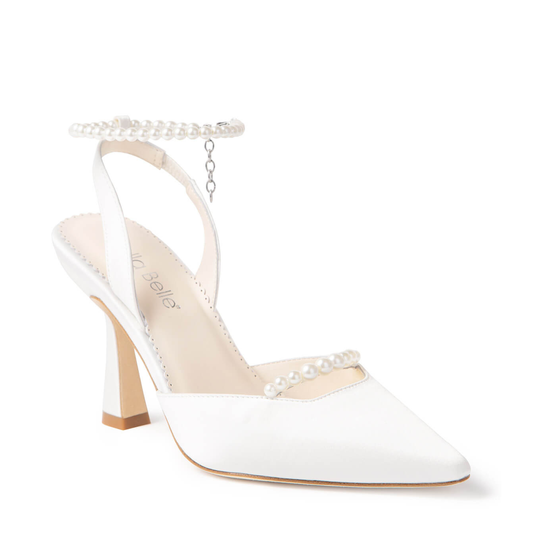 Buy Cecilia - Slingback Pointed Toe Bridal Shoes with Removable Pearl Ankle Strap - Ivory online | The White Collection Australia