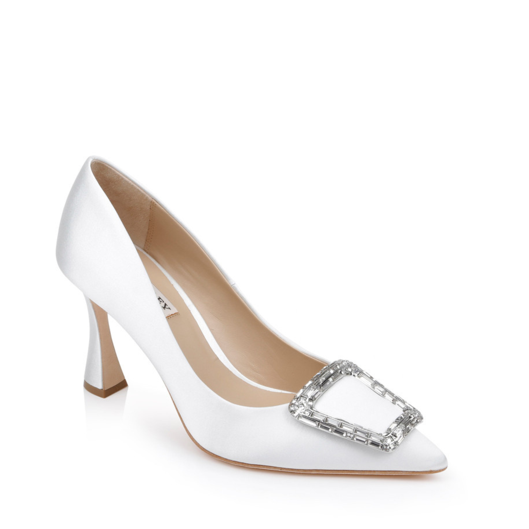 Buy Aubree - Pointed Toe Stiletto Pumps with Crystal Buckle - White online | The White Collection Australia