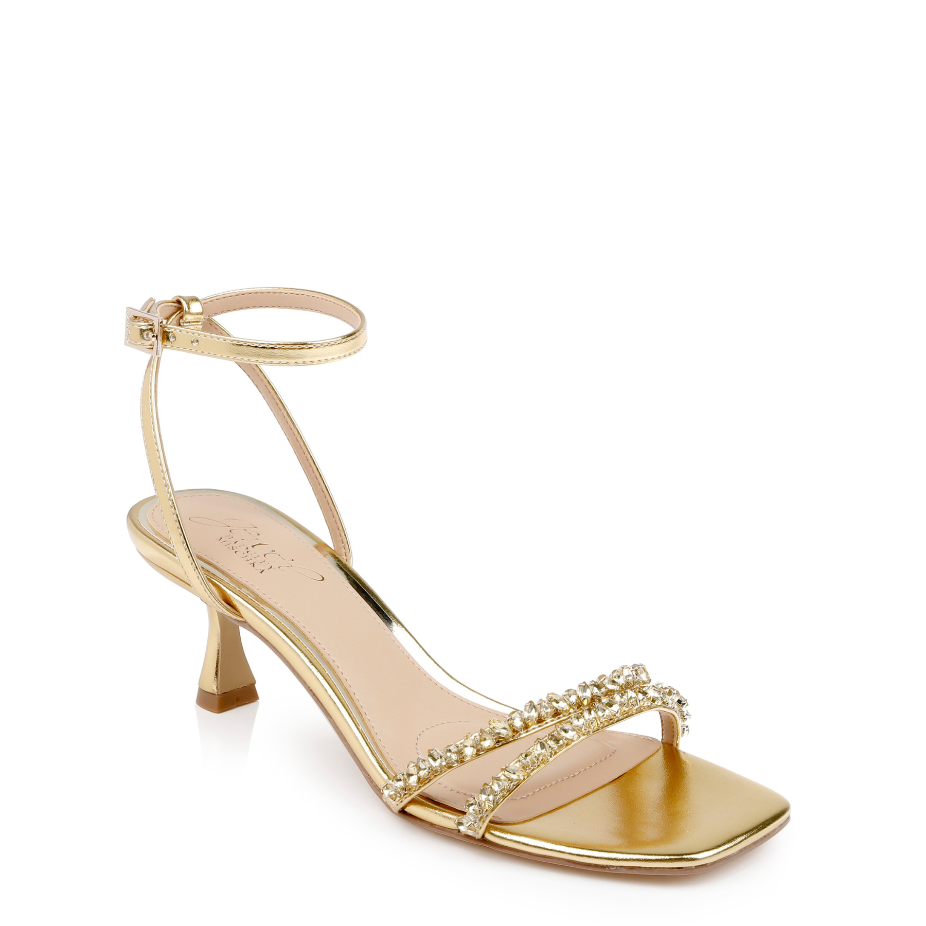 Buy Nayla - Crystal Strap Kitten Heels - Gold Metallic online | The White Collection Australia