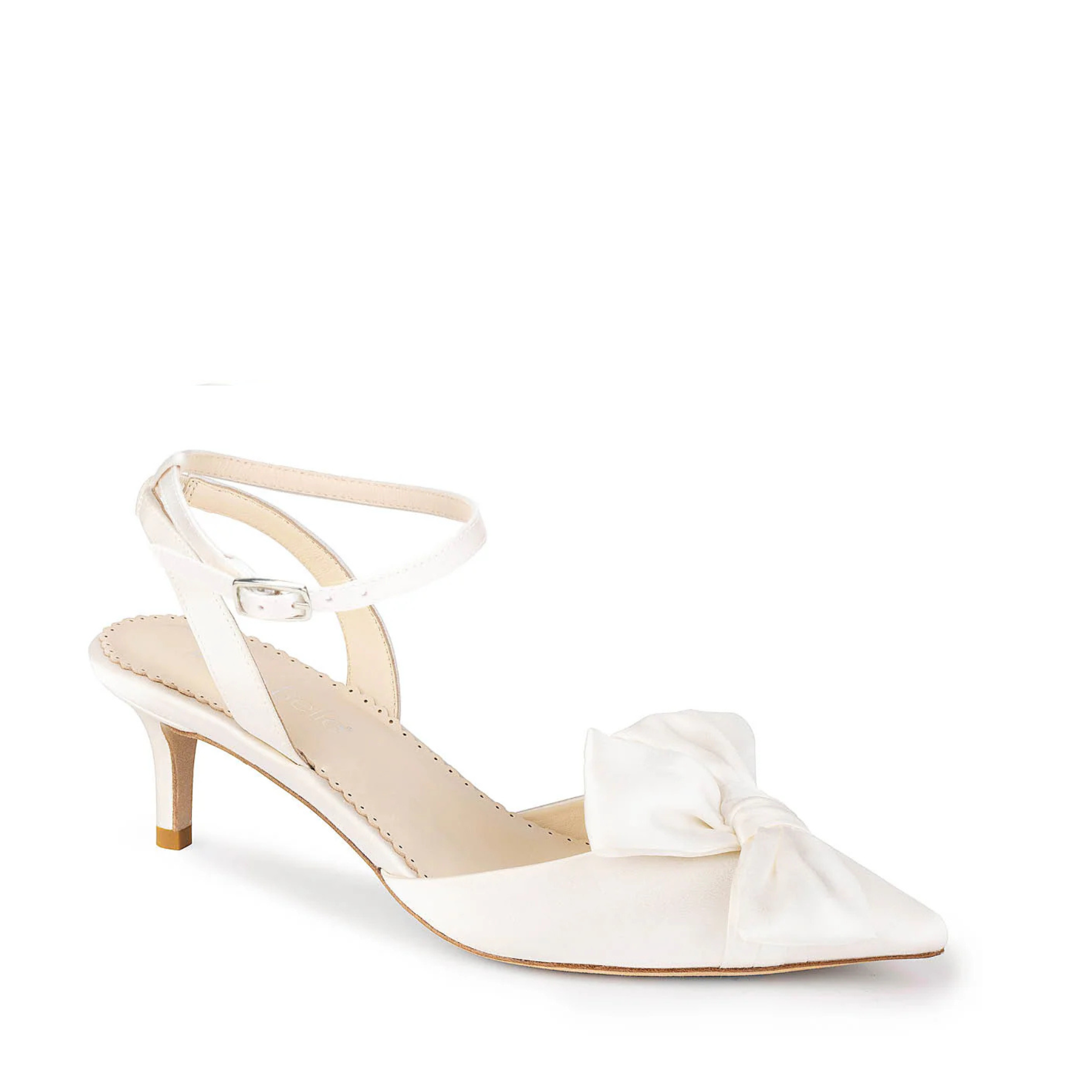 Buy Raven - Slingback Kitten Heels with Bow and Removable Ankle Strap - Ivory online | The White Collection Australia
