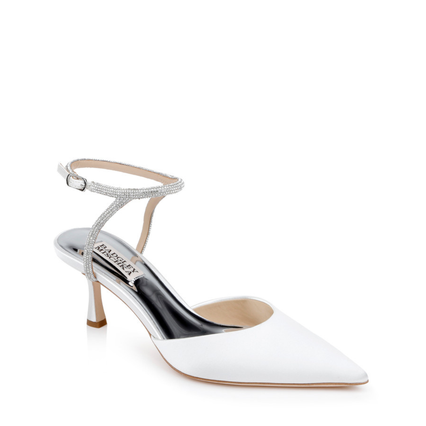 Buy Autumn - Crystal Ankle Strap Kitten Heel Pumps - White online | The White Collection Australia