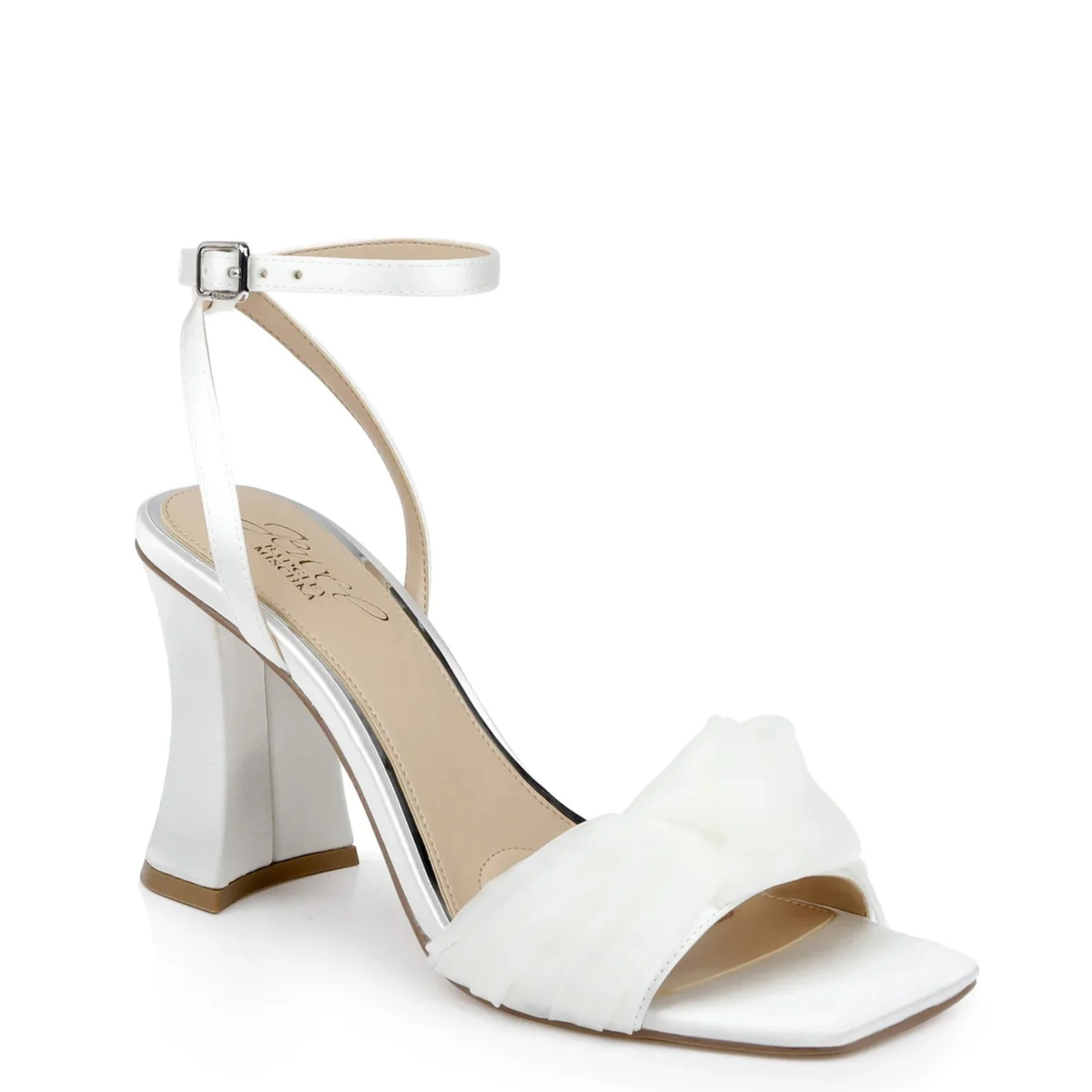 Fayola - Knot Front Open Toe Ankle Strap Heels - Ivory