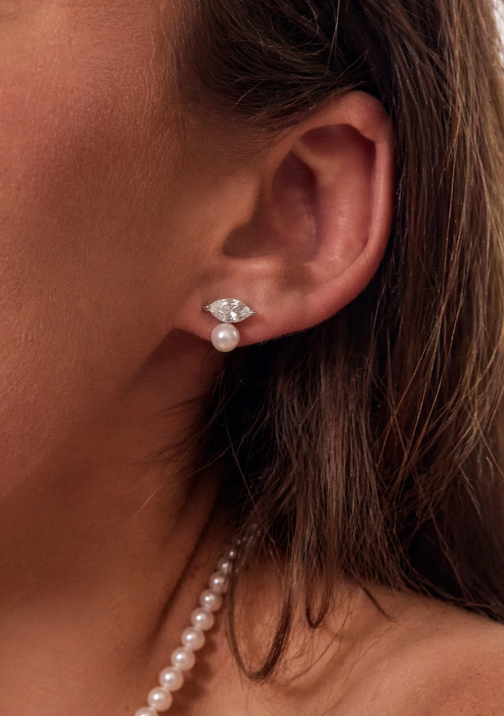 Lola Knight - Esme - Crystal Gold Stud Earrings - Silver
