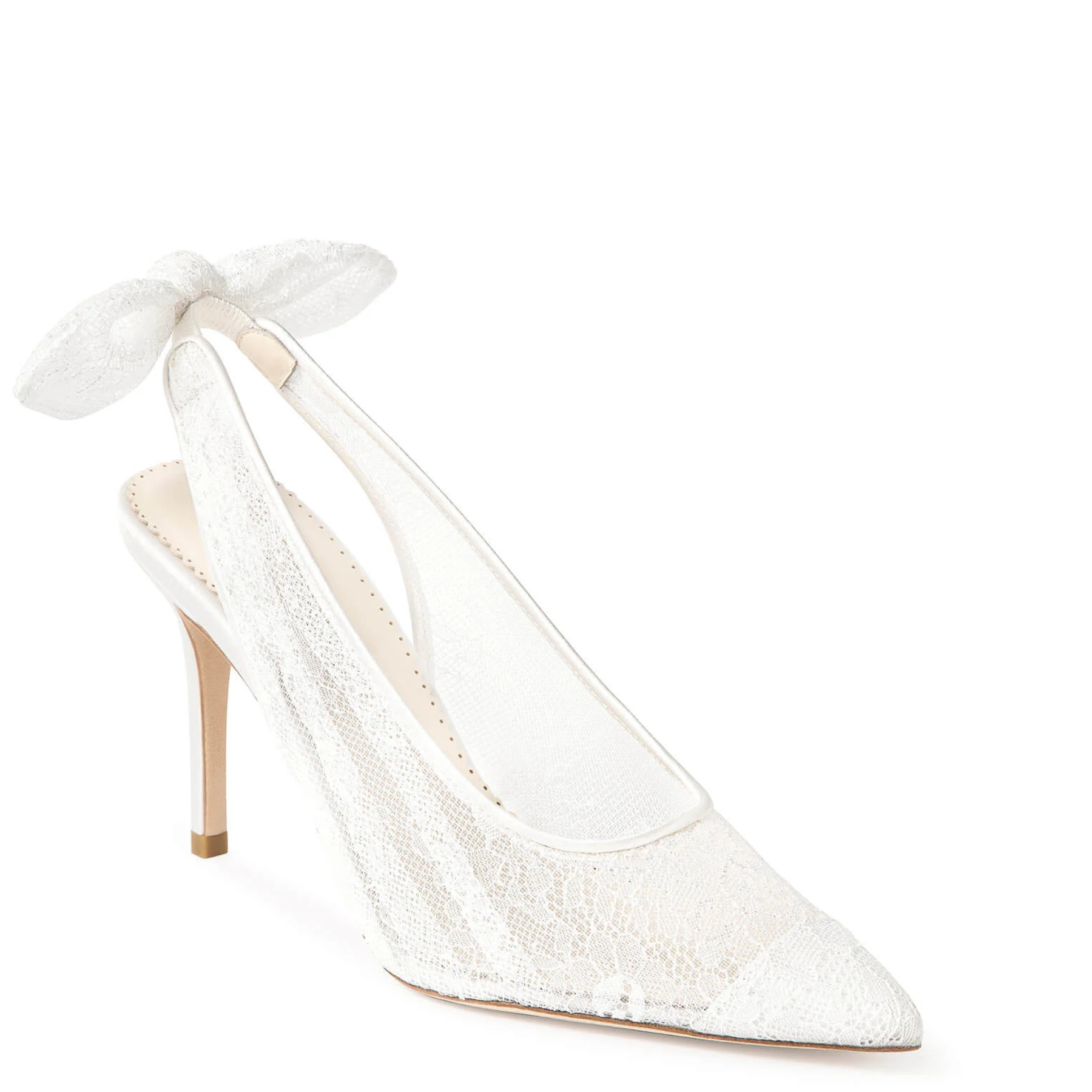 Monroe - Lace Slingback Bridal Stilettos - Ivory