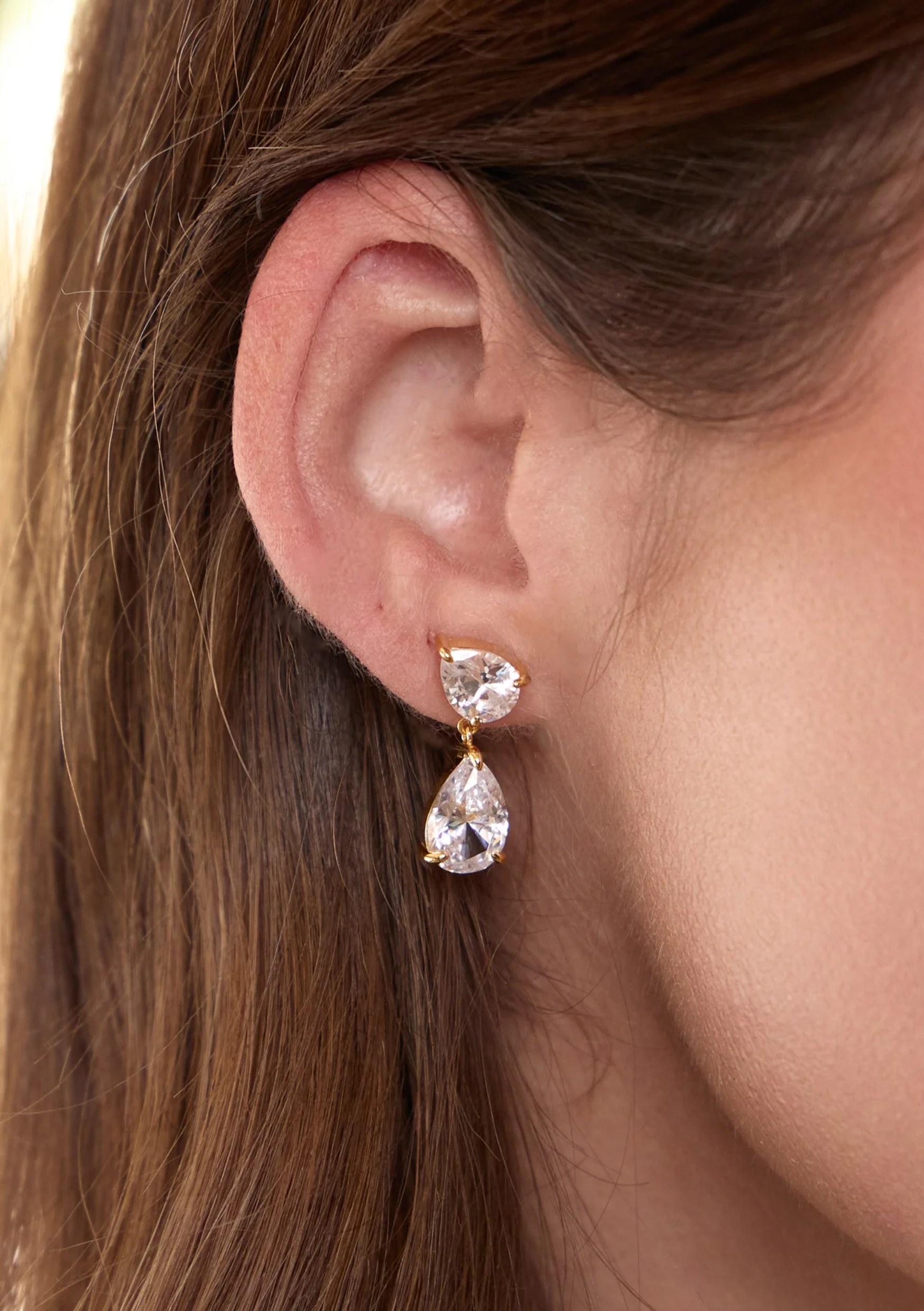 Lola Knight - Aura - Crystal Drop Bridal Earrings - Gold