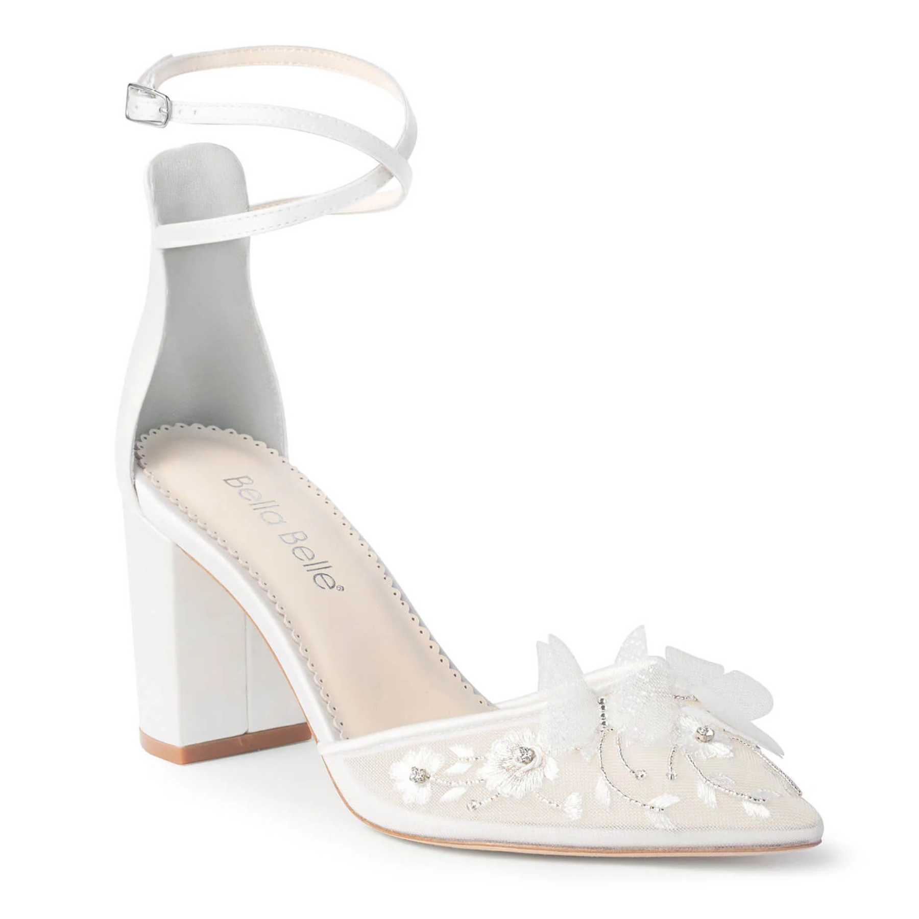 Eliza - Butterfly Block Heels - Ivory