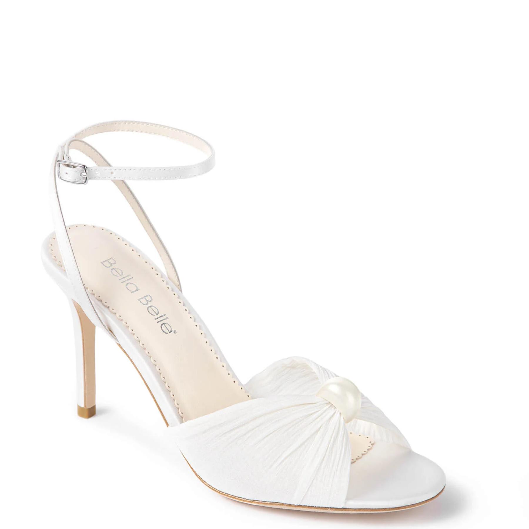 Demi - Pearl Tulle Stiletto Bridal Sandals - Ivory
