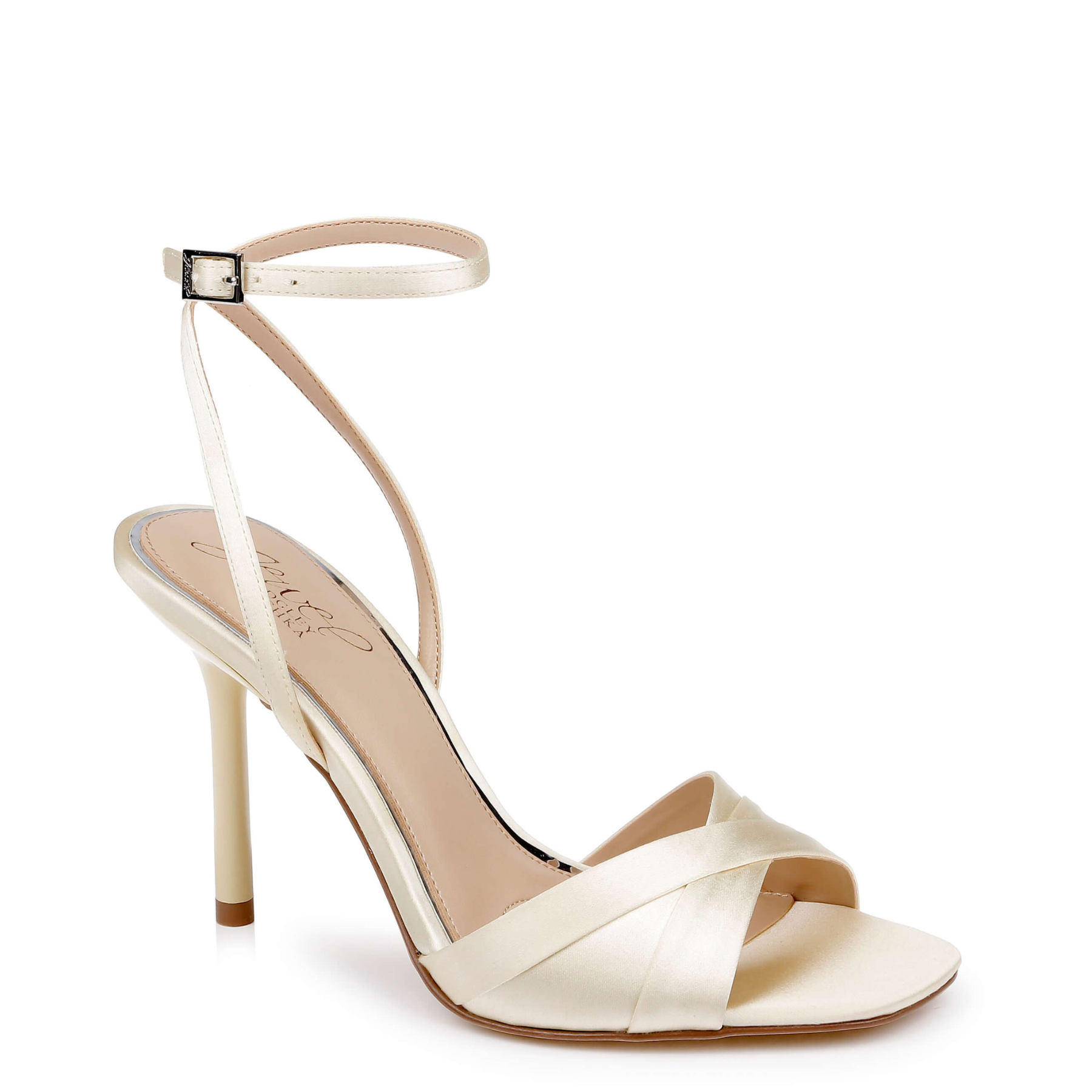 Parisa - Cross Front Satin Stiletto Sandals - Lemon