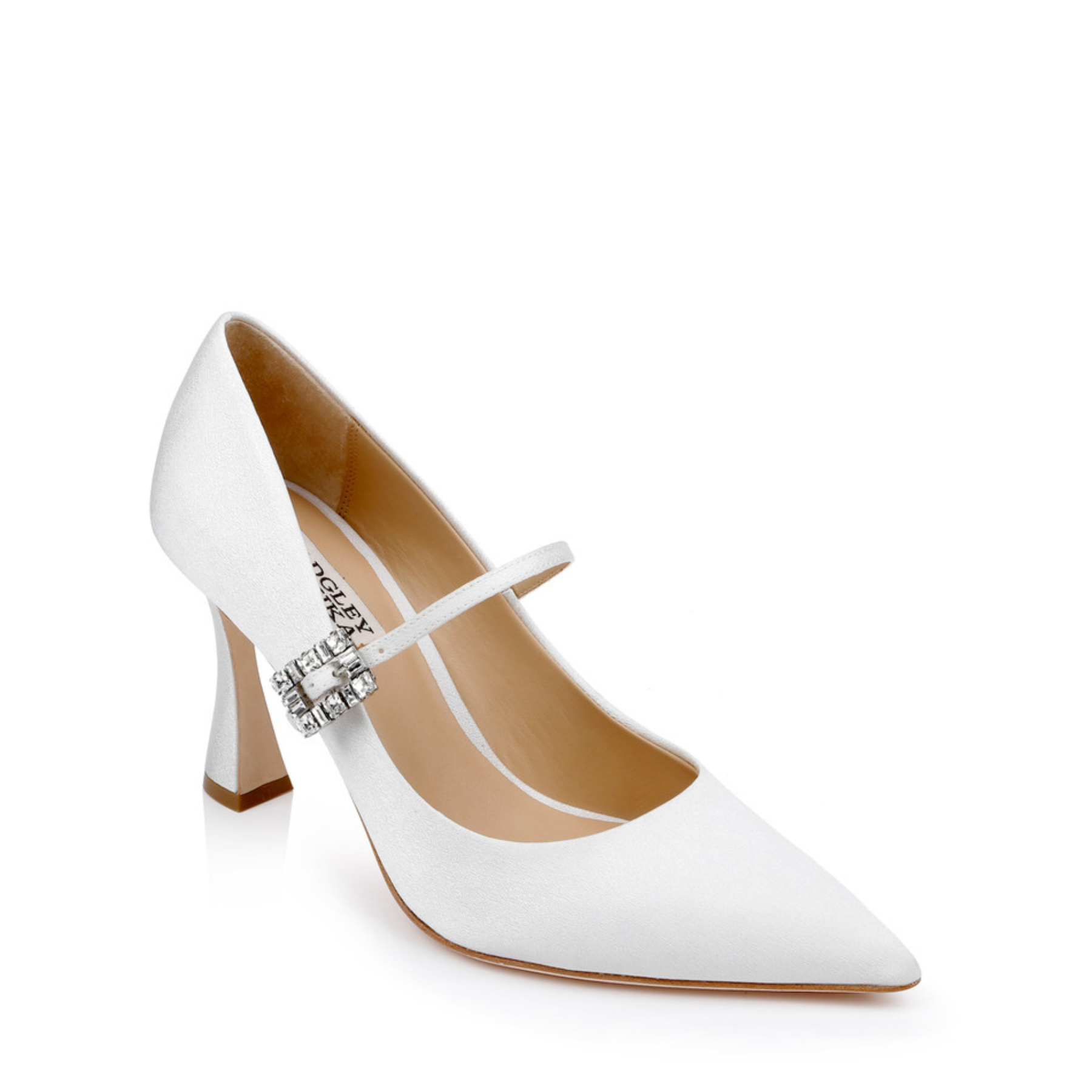 Buy Antonia - Pointed Toe Mary Jane Pumps with Crystal Buckle - White online | The White Collection Australia