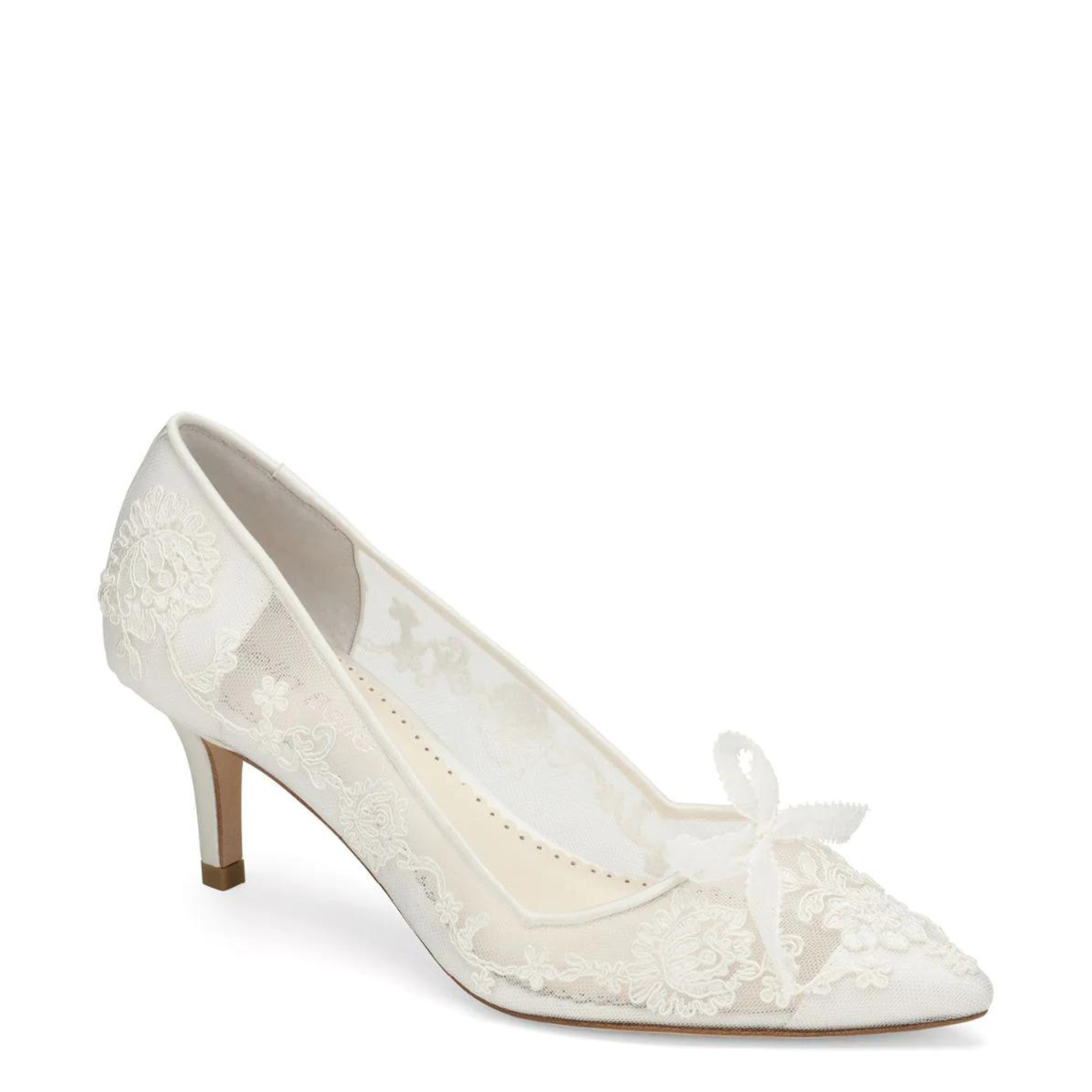 Buy Monica - Lace Embroidered Ivory Bridal Kitten Heels online | The White Collection Australia