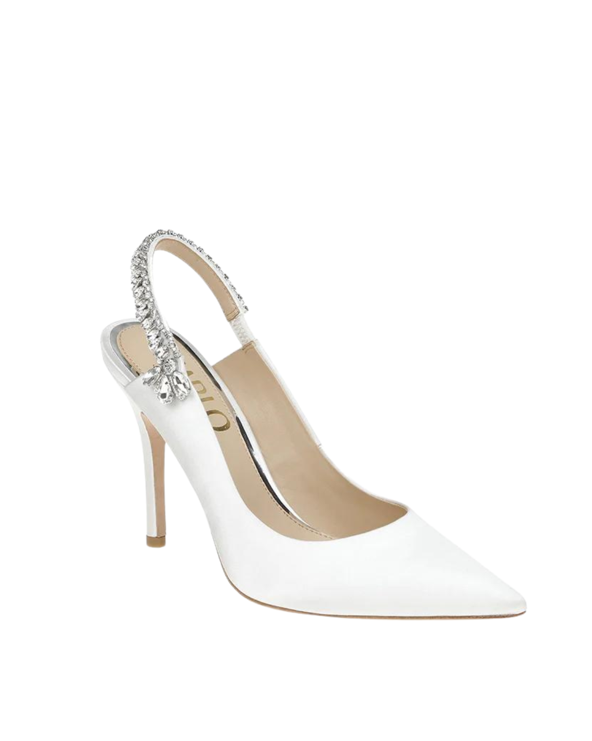 Bonnie - White Crystal Embellished Sling Back Evening Pump