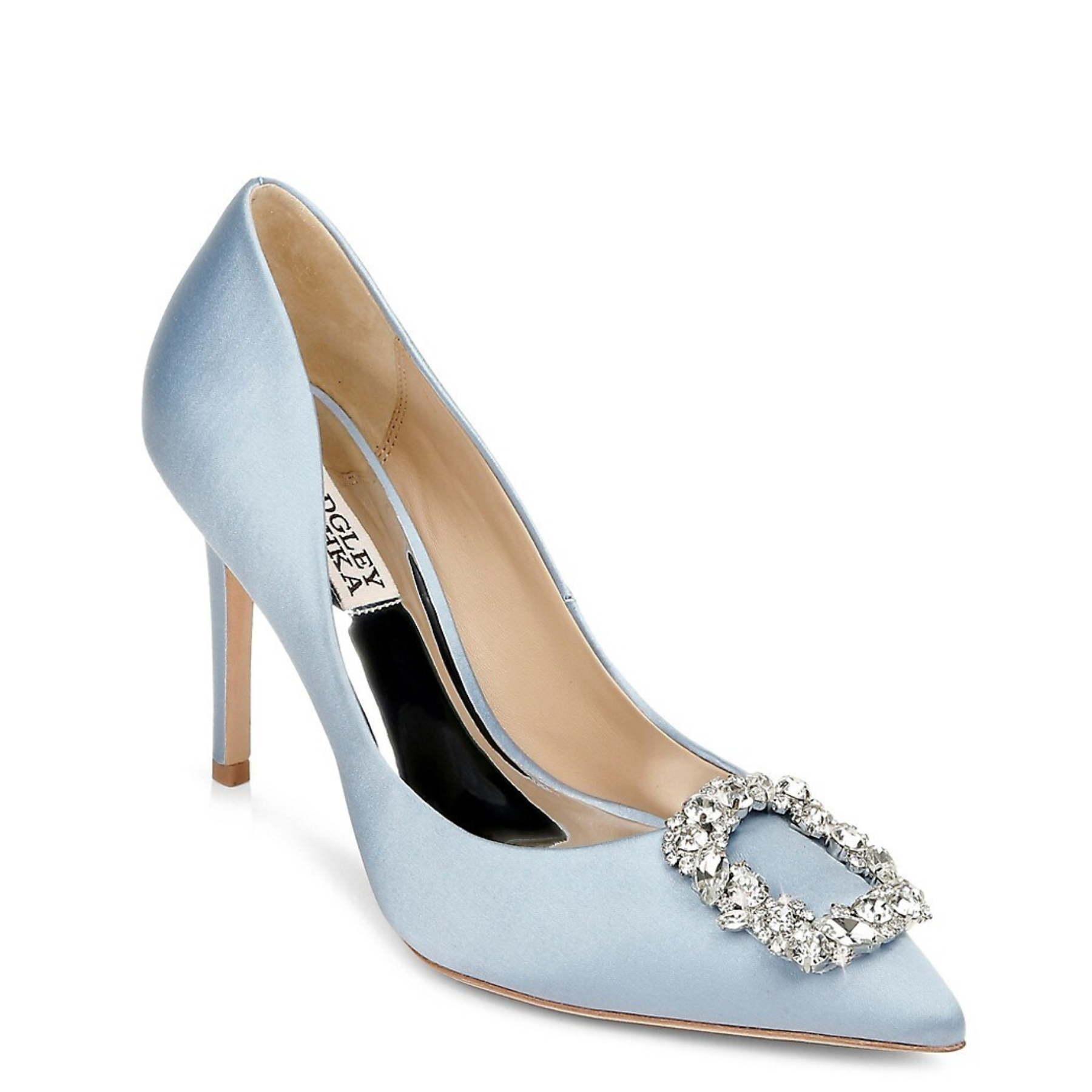 Badgley Mischka Cher crystal buckle high heel stiletto pump azure blue, The White Collection Australia