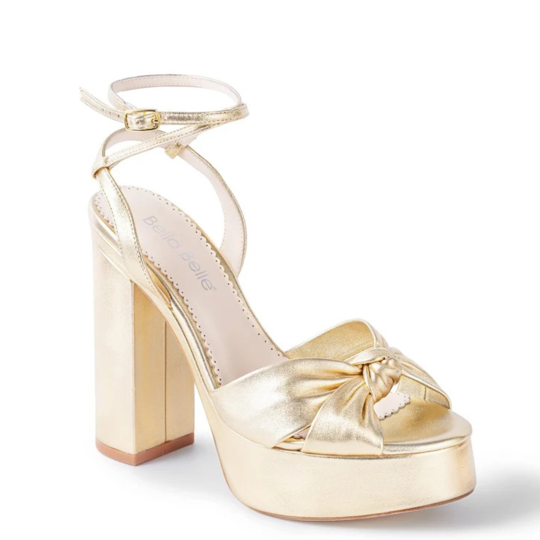 Serafina - Open Toe Platform Bridal Sandals - Gold