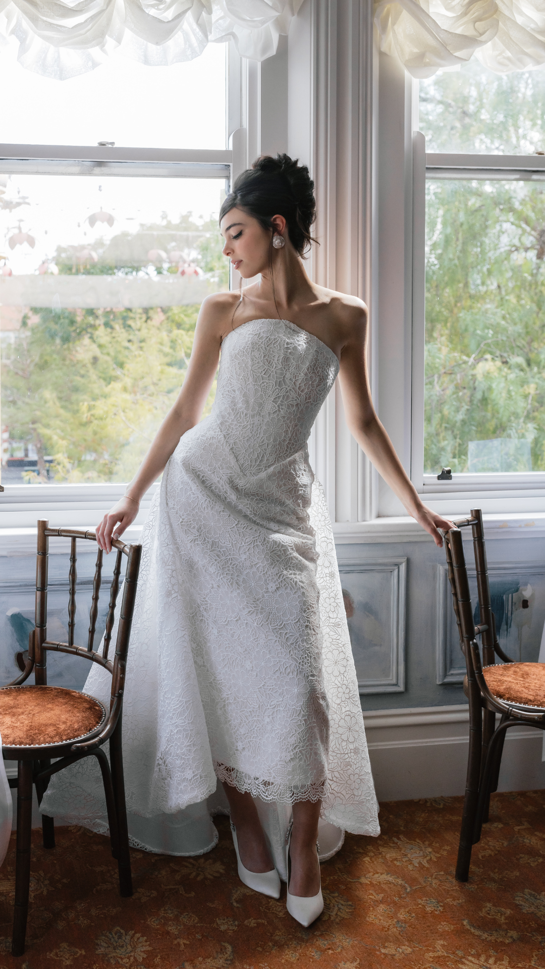 Bonnie Pearl - Pearl & Crystal Embellished Sling Back Bridal Pump - Soft White