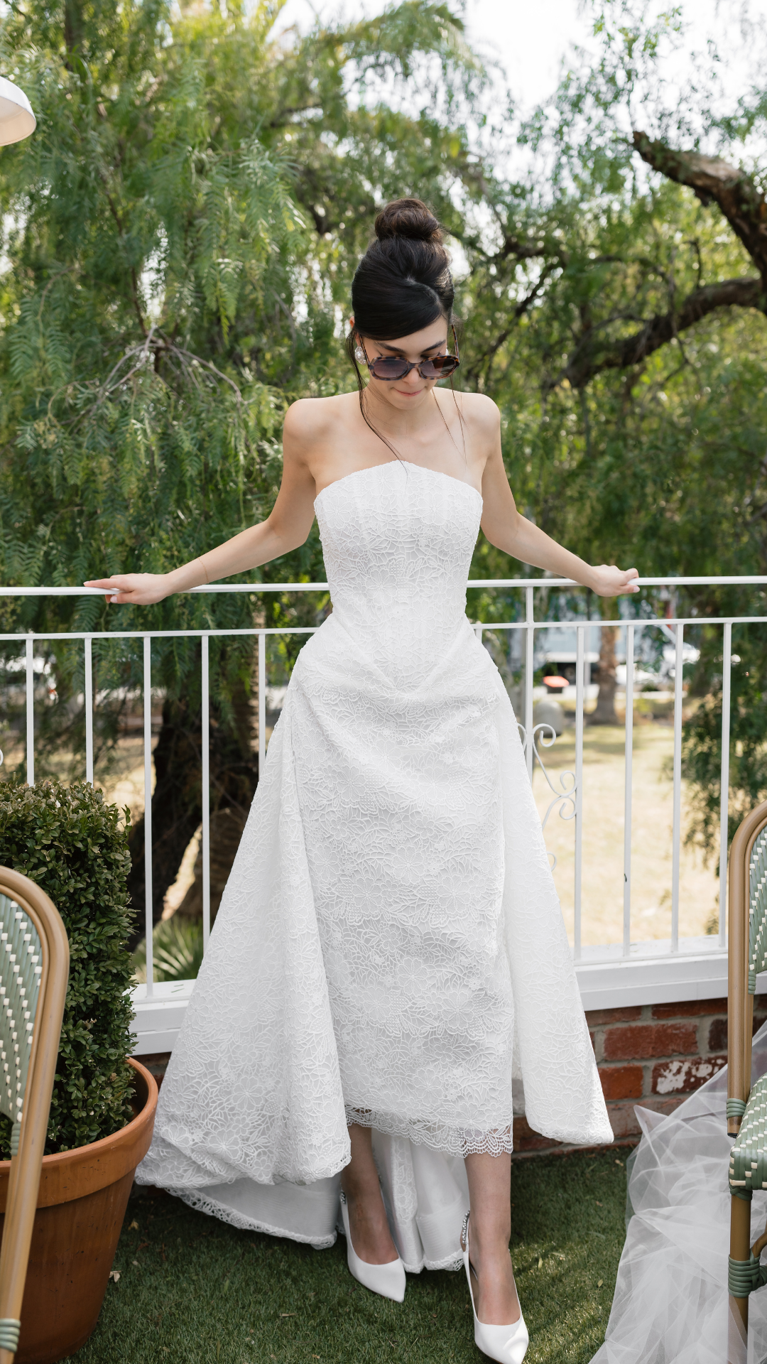 Bonnie Pearl - Pearl & Crystal Embellished Sling Back Bridal Pump - Soft White