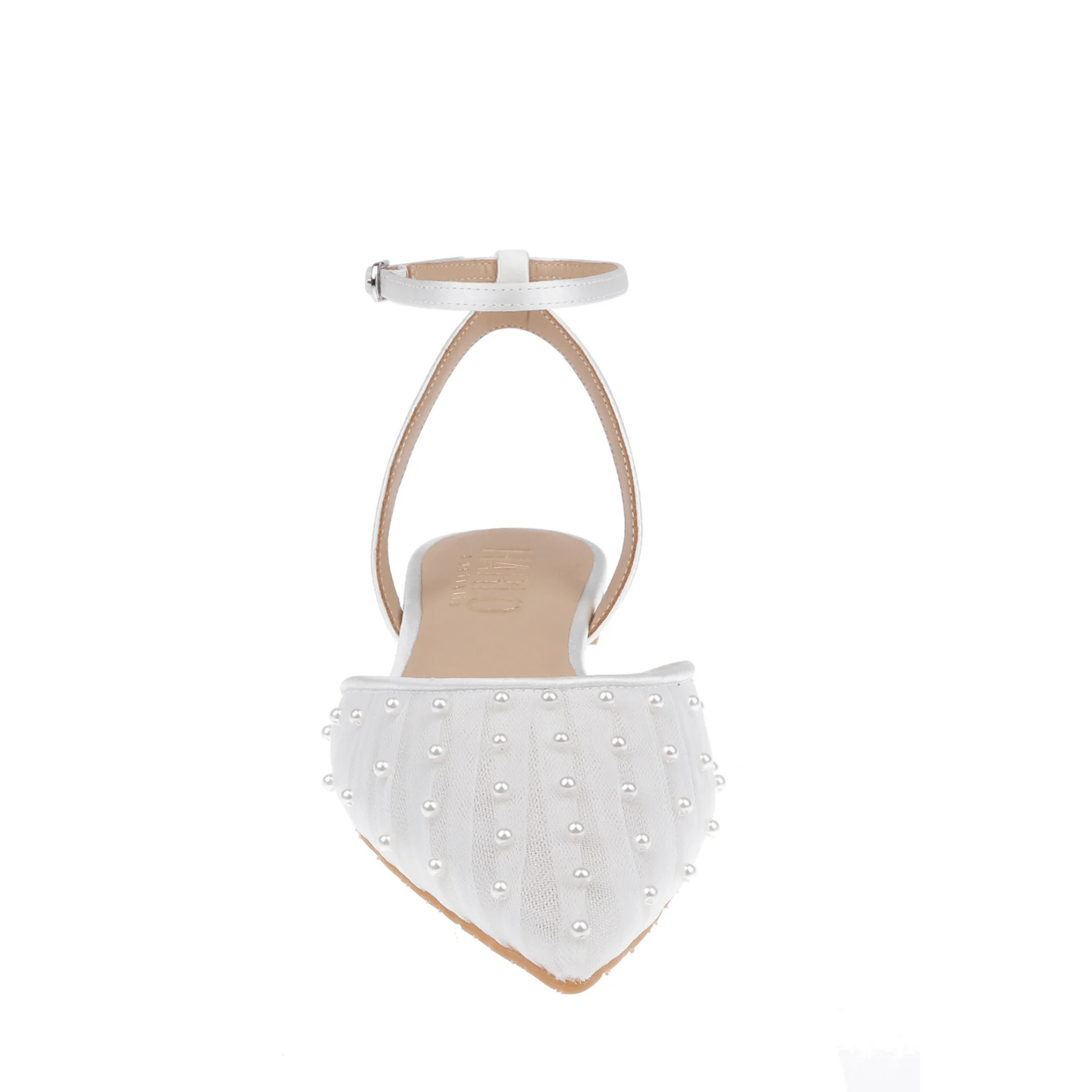 Buy Chanel Pearl - White Tulle Flats with Handsewn Pearls online | The White Collection Australia