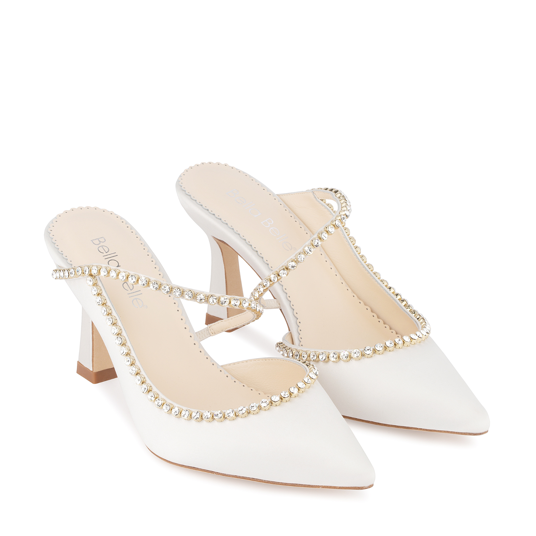 Buy Hadley - Ivory Bridal Mules with Crystal Strap online | The White Collection Australia