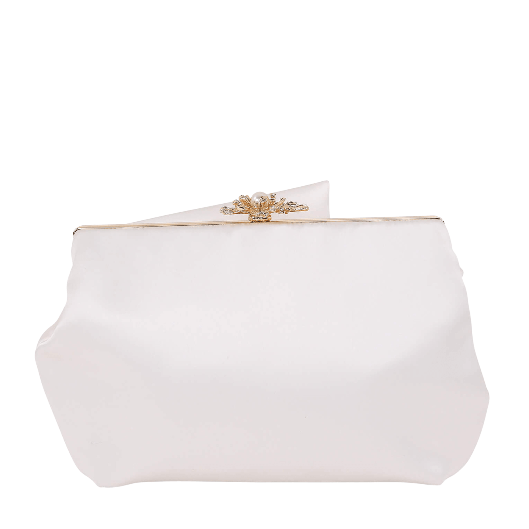 Buy Caroline - Satin Origami Pouch Clutch - Soft White online | The White Collection Australia