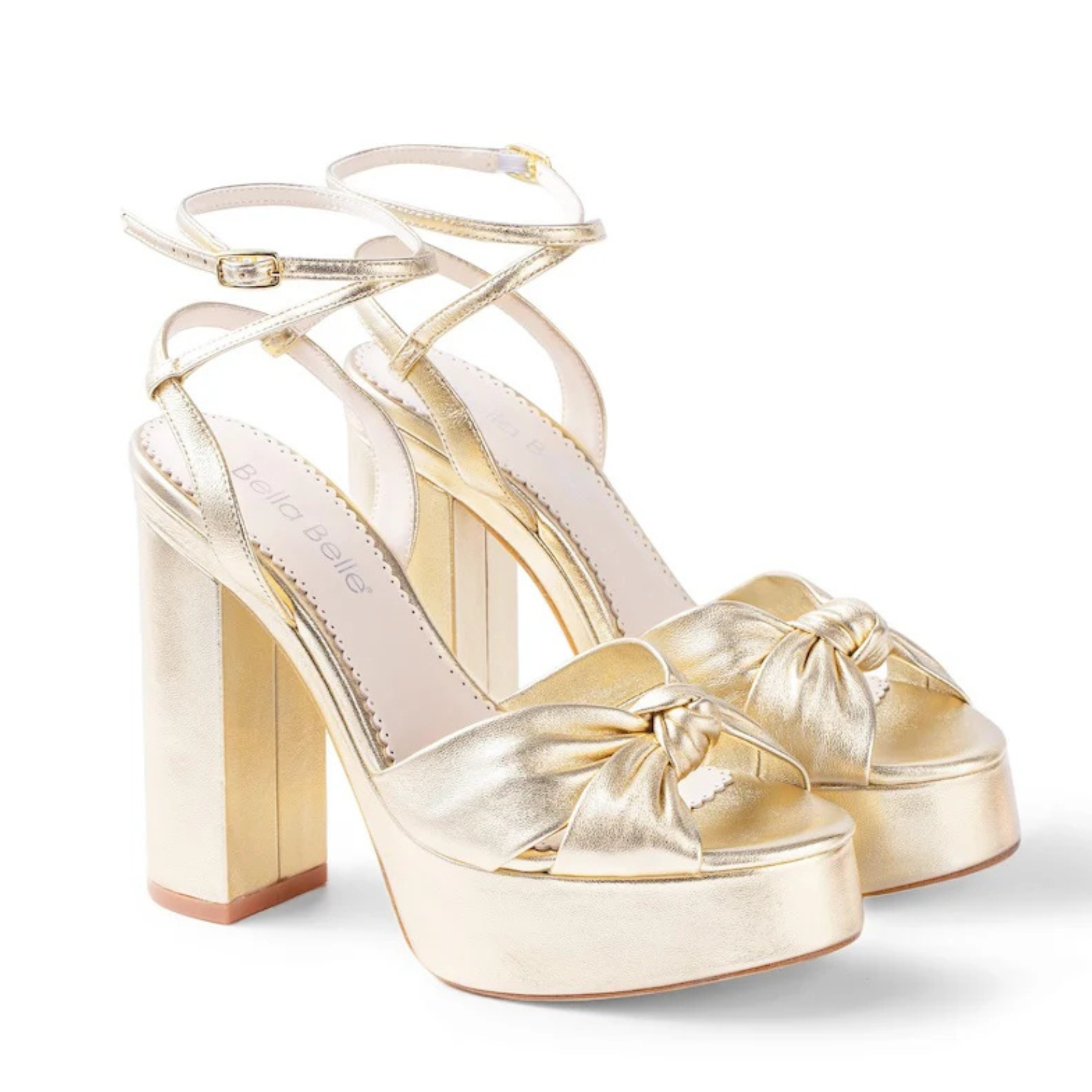 Serafina - Open Toe Platform Bridal Sandals - Gold