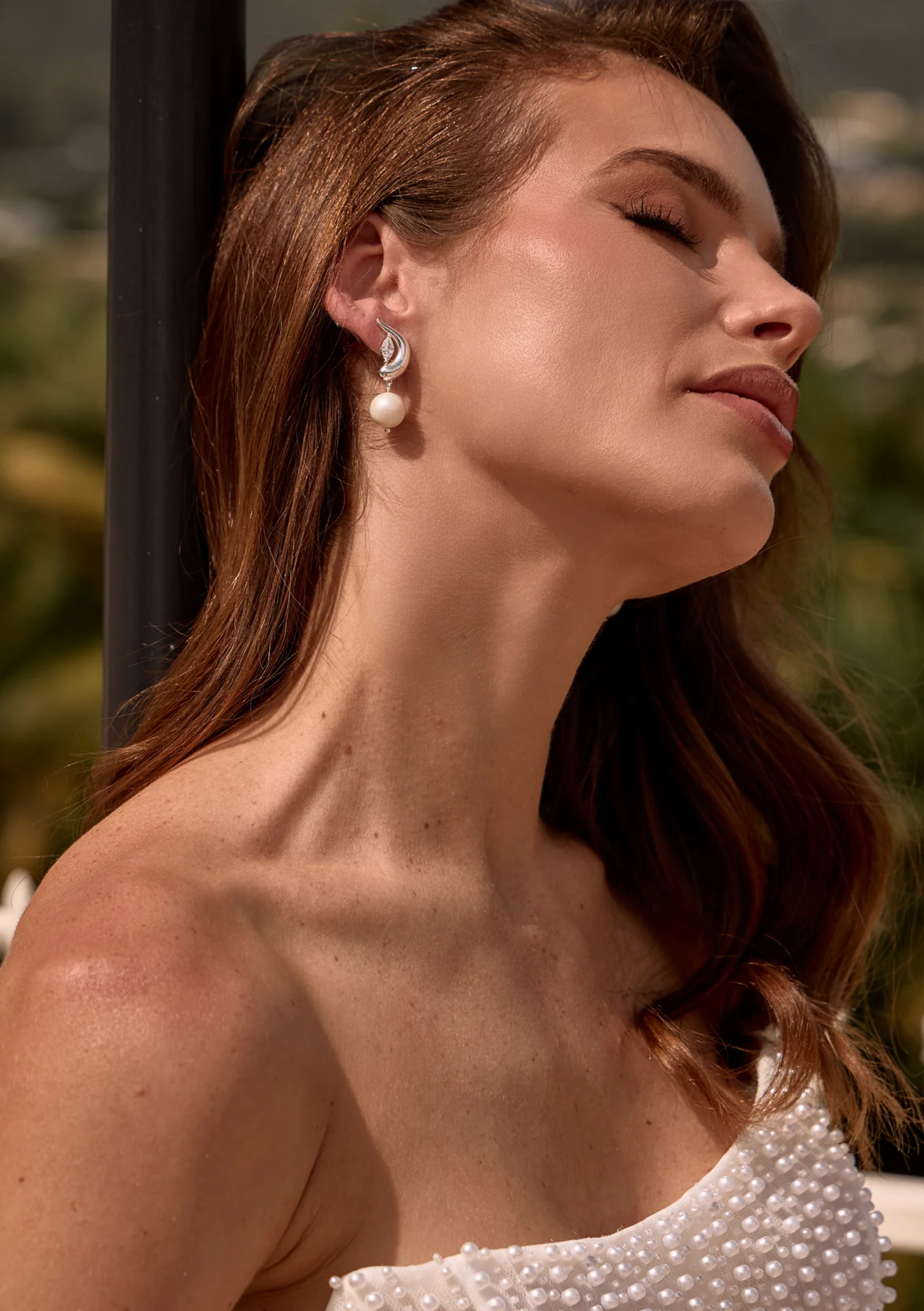 Lola Knight - Isla - Crystal Drop Wedding Earrings - Silver