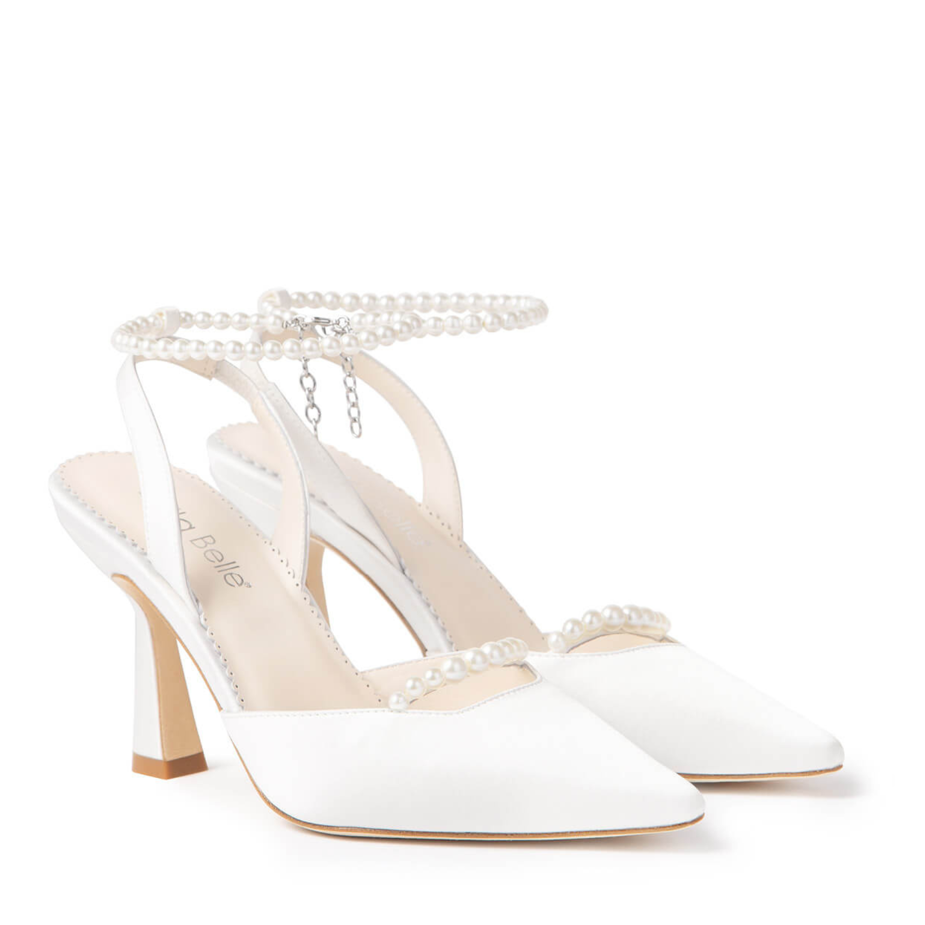 Buy Cecilia - Slingback Pointed Toe Bridal Shoes with Removable Pearl Ankle Strap - Ivory online | The White Collection Australia