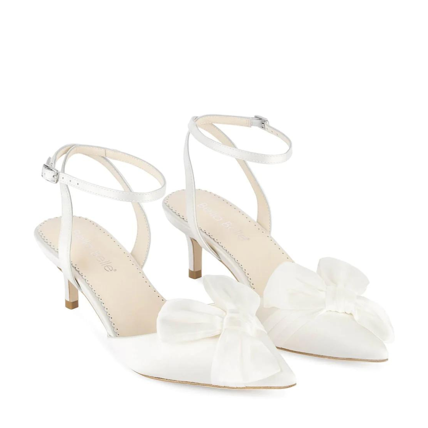 Buy Ryan - Ivory Pointed Toe Kitten Heels with Bow online | The White Collection Australia
