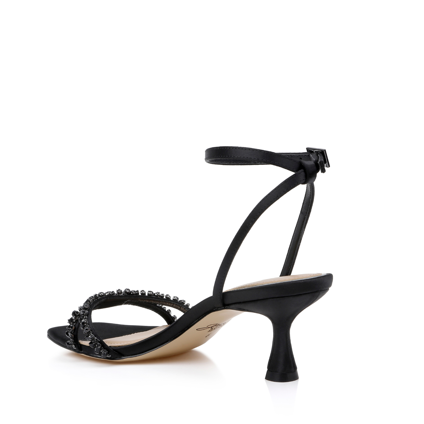 Nayla - Crystal Strap Kitten Heels - Black
