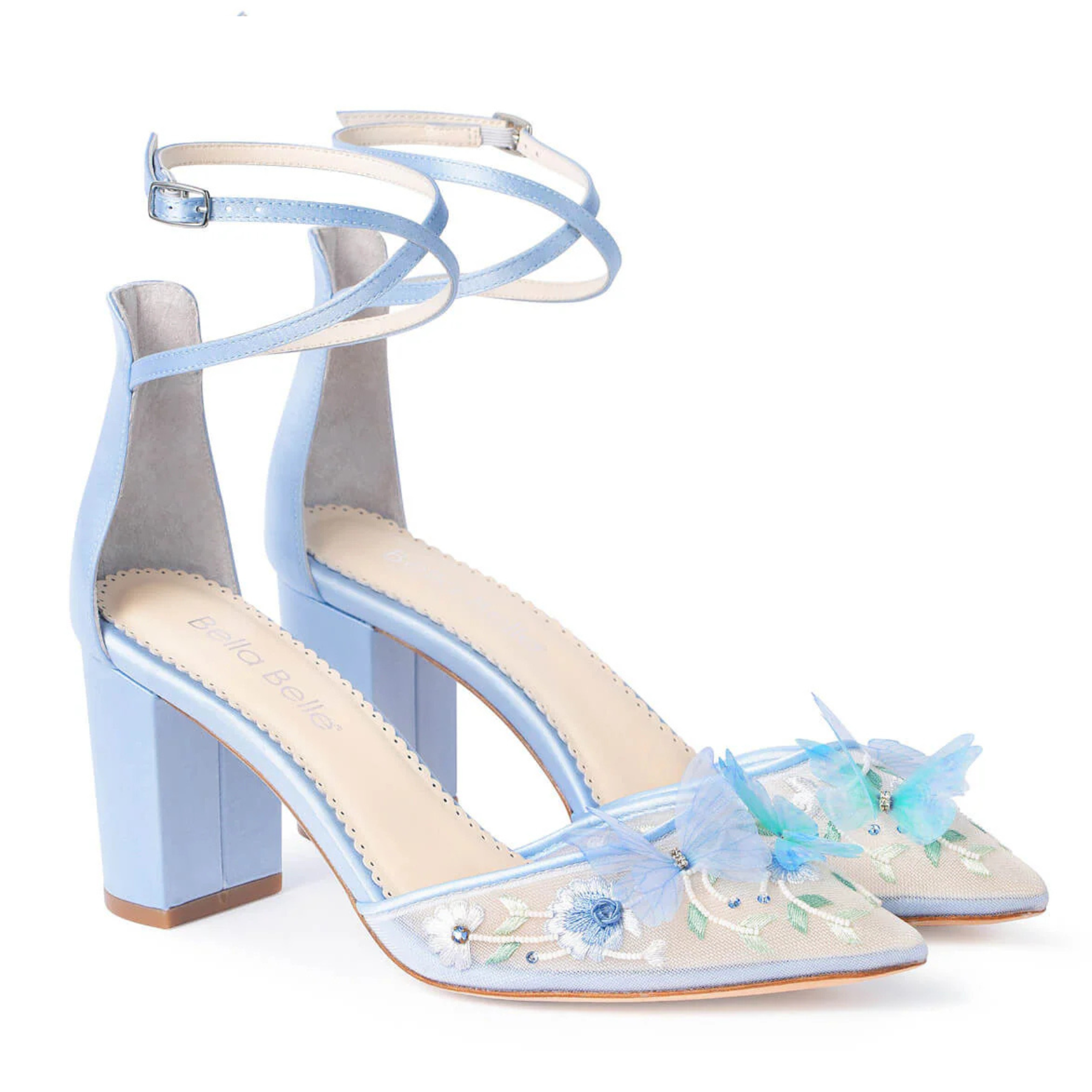 Buy Eliza - Blue Butterfly Block Heels online | The White Collection Australia