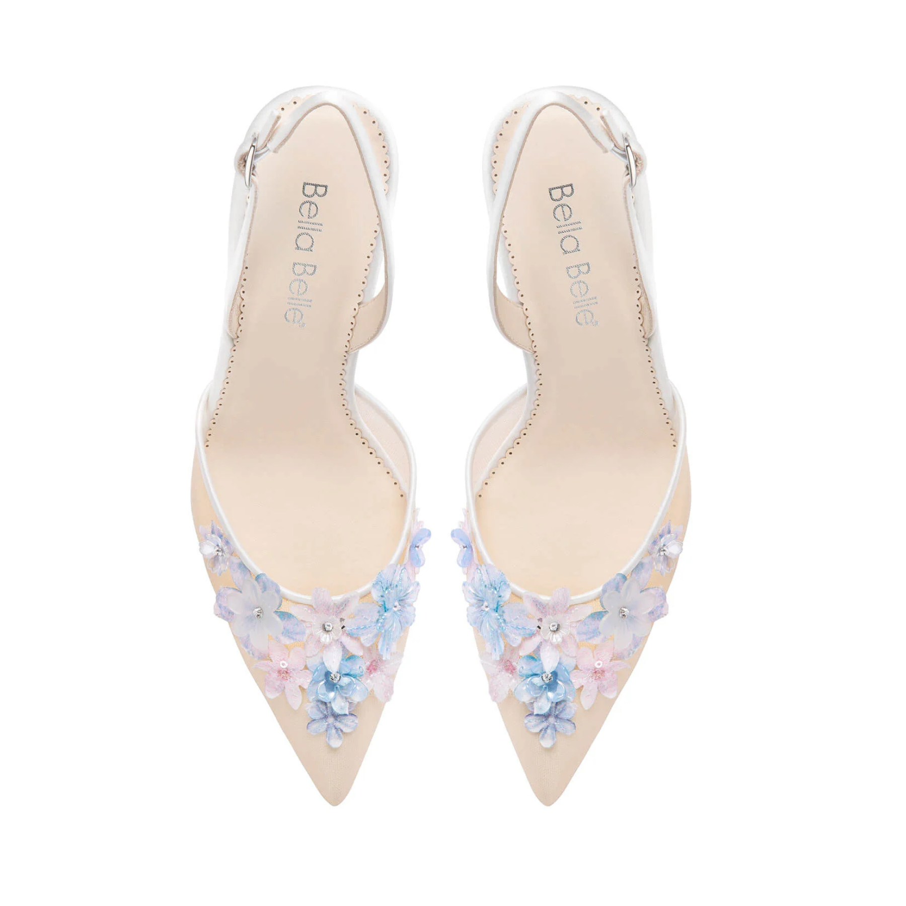 Becca - Floral Slingback Heels - Ivory