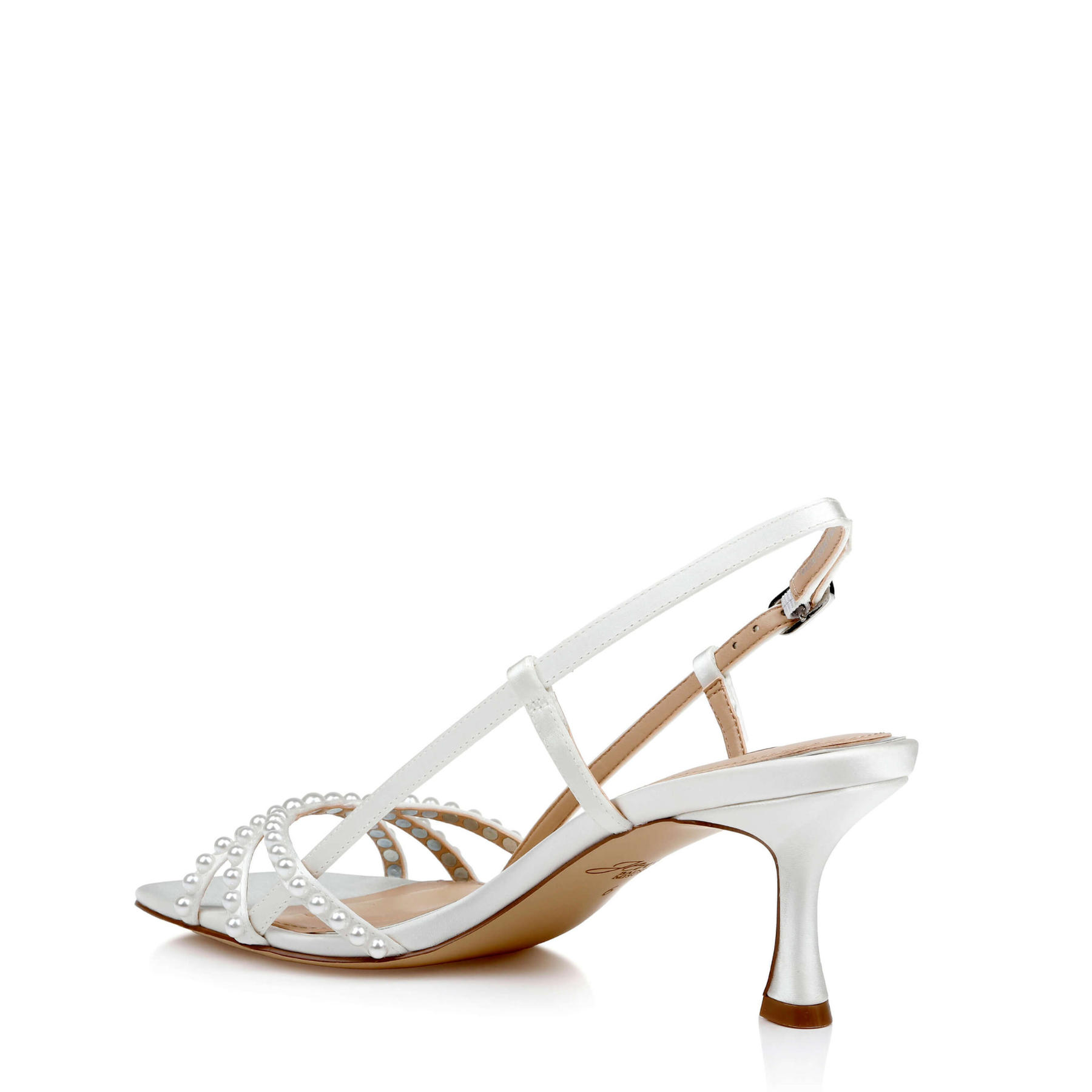 Isabela - Open Toe Strappy Pearl Kitten Heel - Ivory