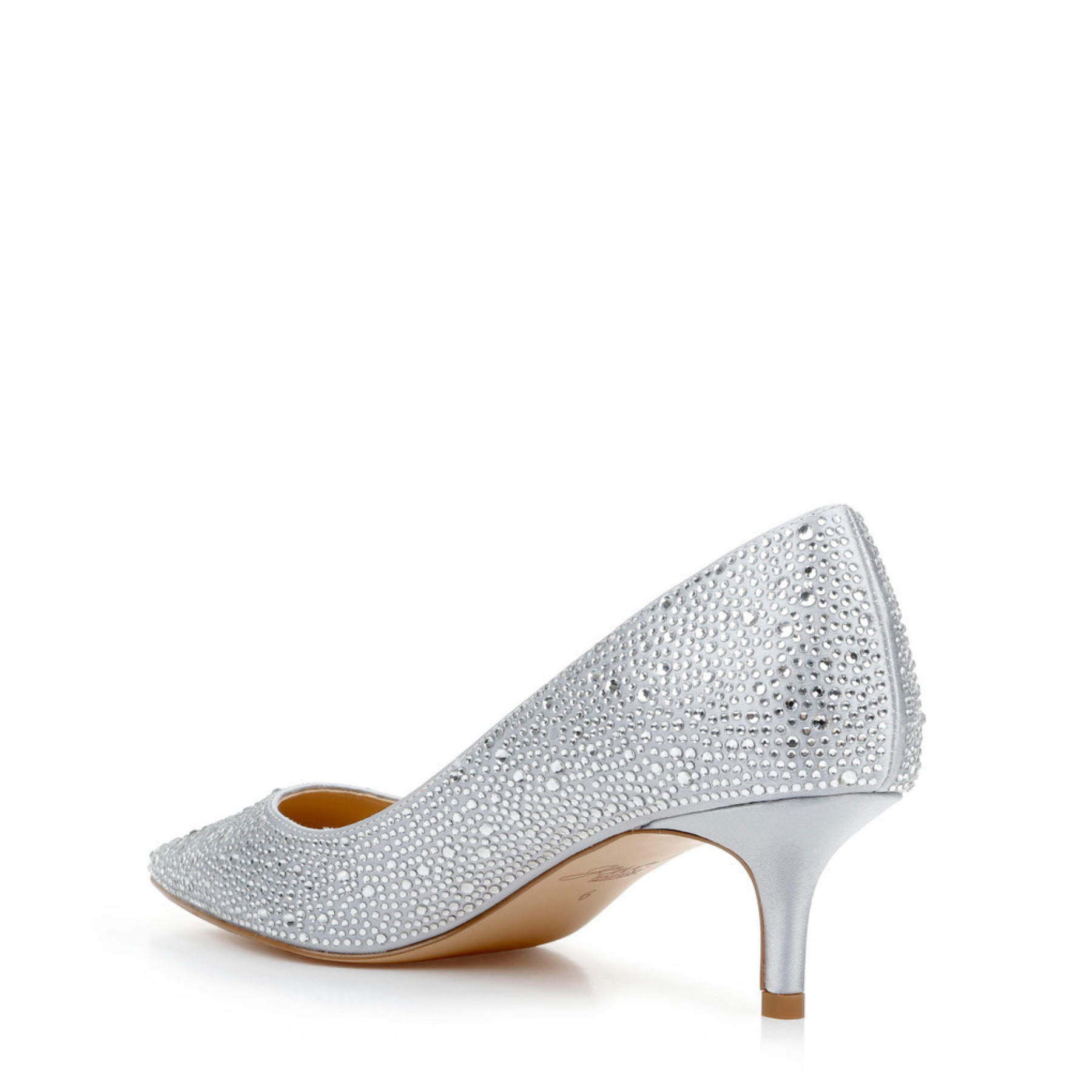 Buy Frenchie - Crystal Embellished Pointed Toe Kitten Heels - Silver online | The White Collection Australia
