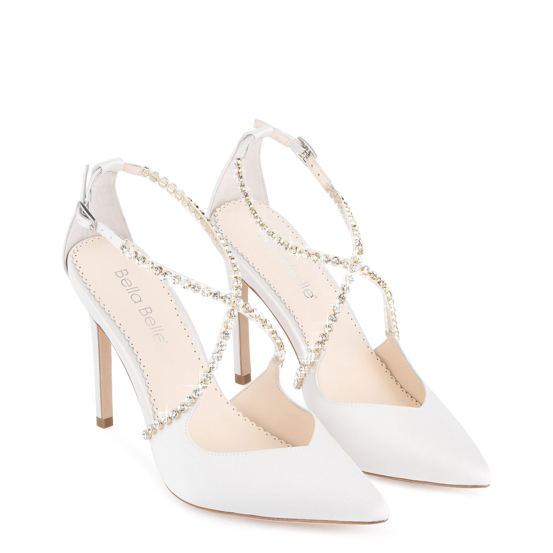 Buy Madison - Ivory Criss Cross Crystal Strap Heels online | The White Collection Australia