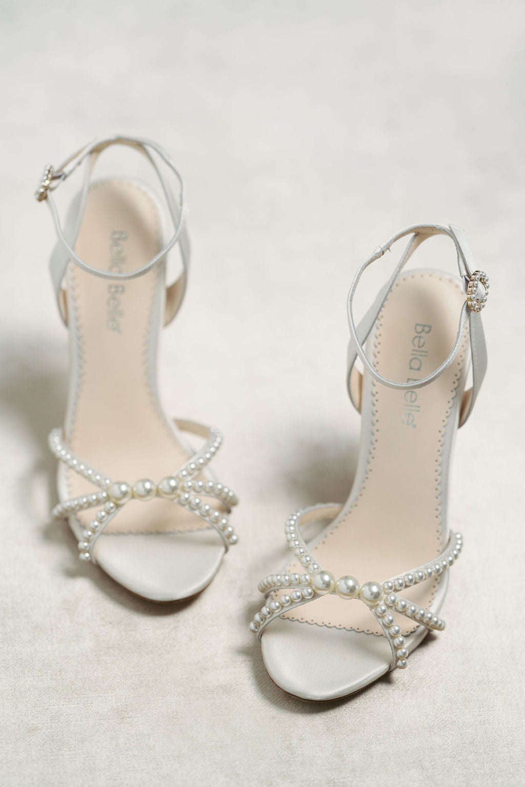 Buy Luciana - Ivory Open Toe Ankle Strap Pearl Wedding Heels online | The White Collection Australia
