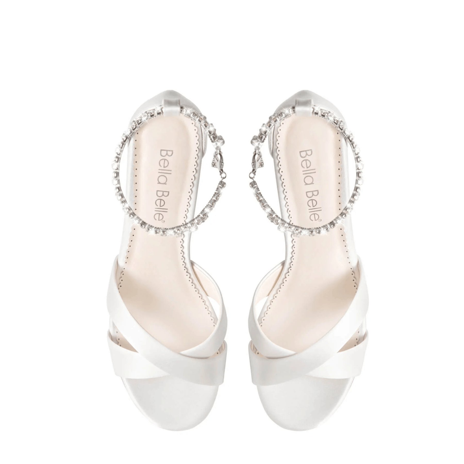 Buy Marion - Crystal Anklet Block Heels - Ivory online | The White Collection Australia