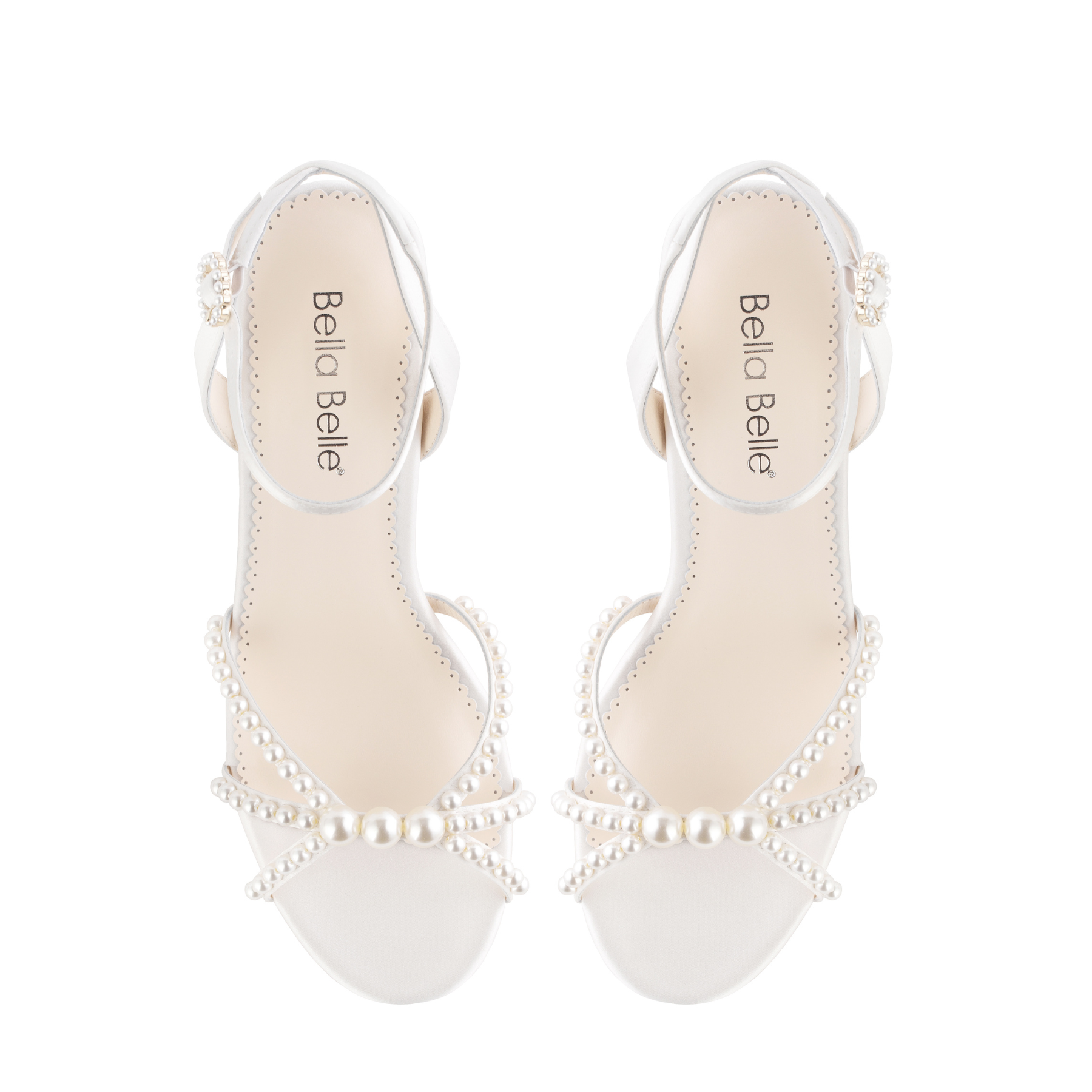 Lilia - Ivory Open-Toe Strappy Pearl Block Heels