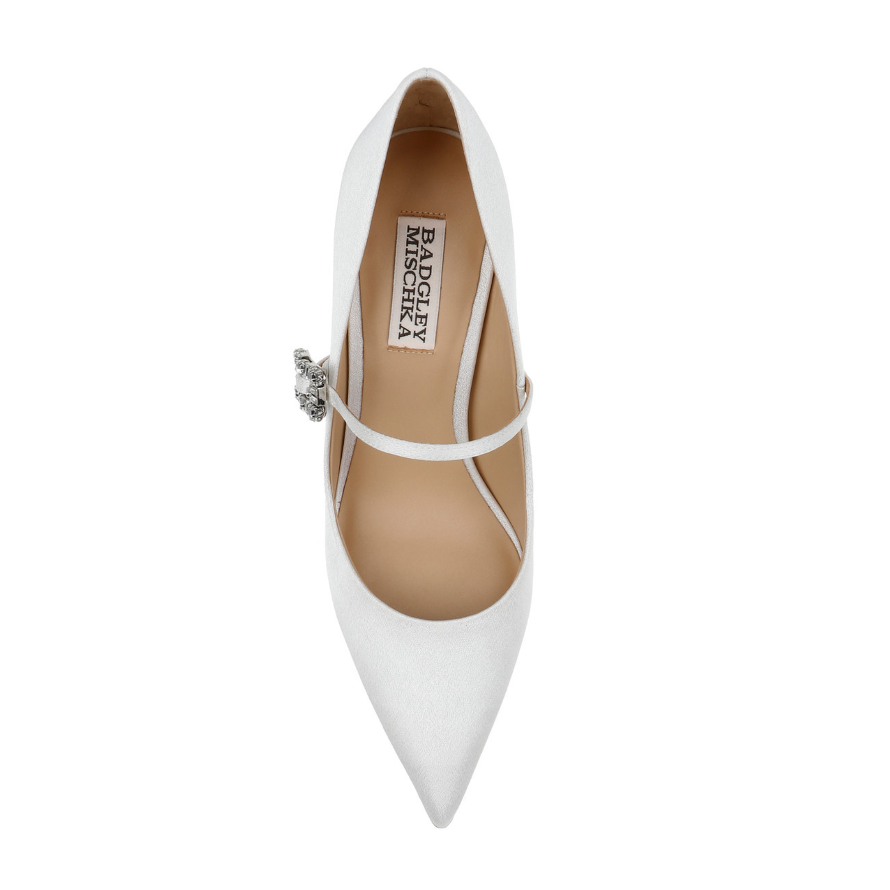 Buy Antonia - Pointed Toe Mary Jane Pumps with Crystal Buckle - White online | The White Collection Australia