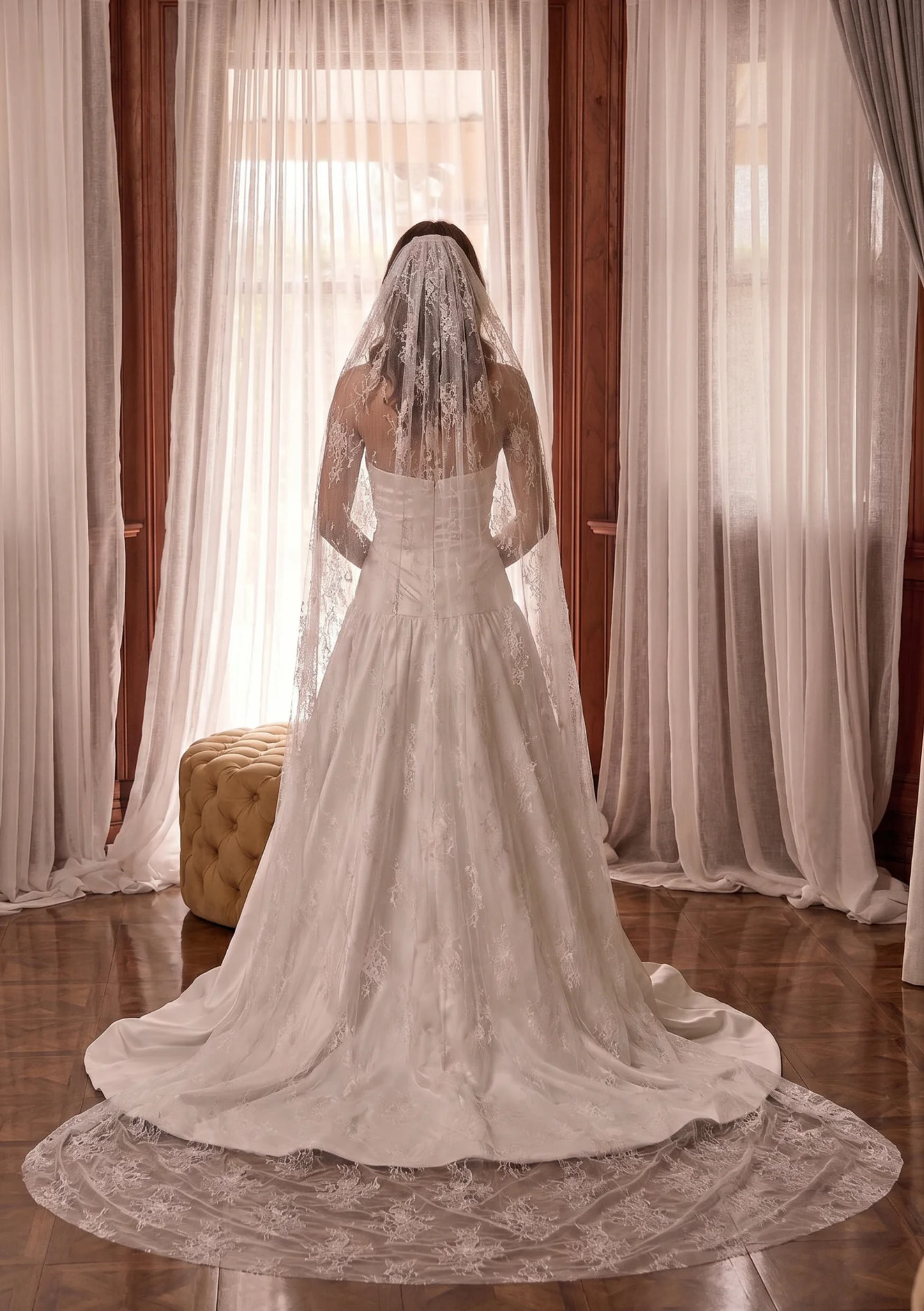 Lola Knight Florence ivory lace cathedral wedding veil, The White Collection Australia